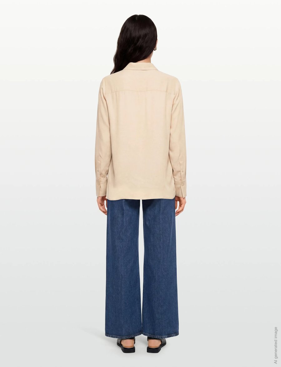 Gant - REG CREPE VISCOSE RUFFLE BLOUSE - langärmlige hemden - putty - 4
