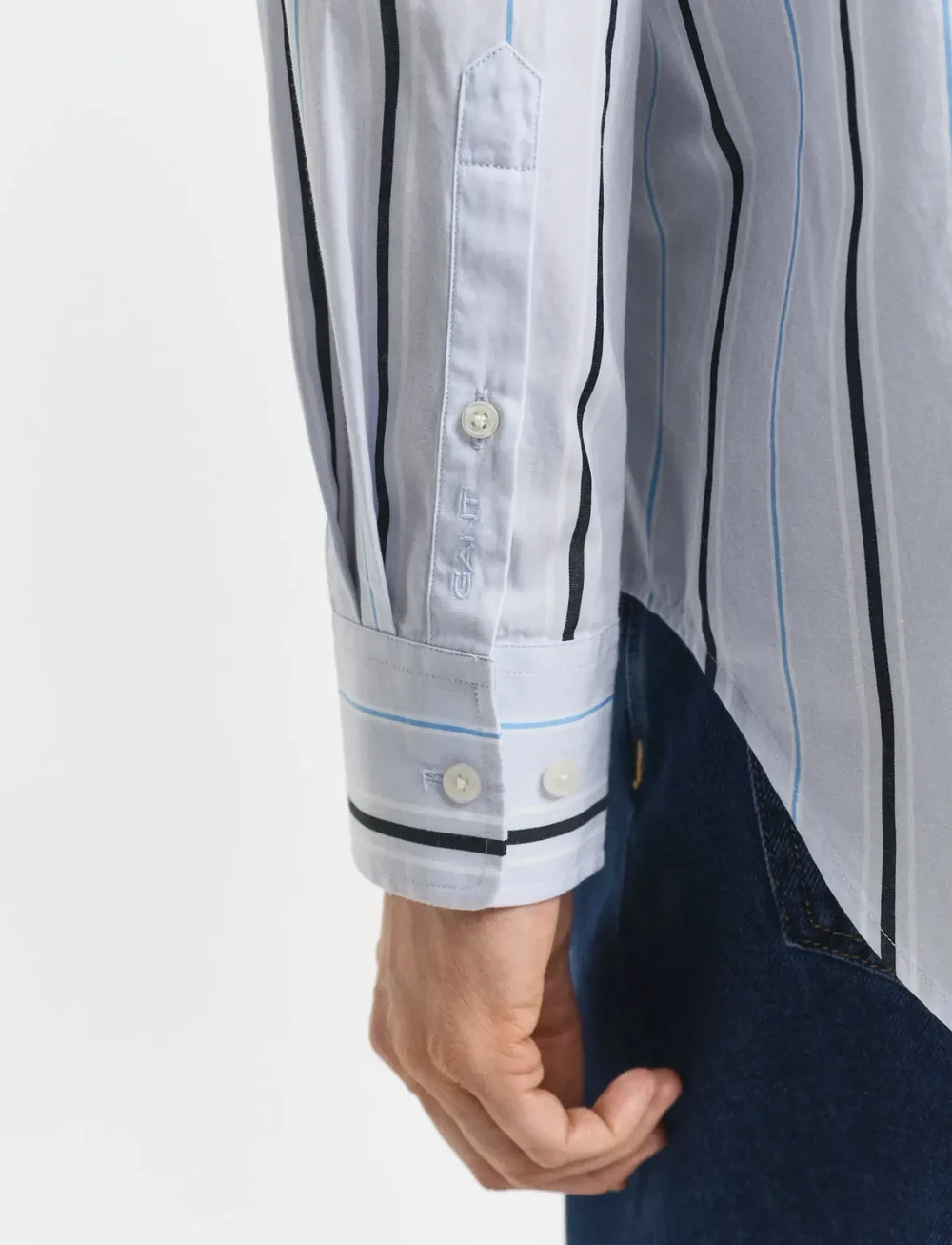 GANT - REL CLASSIC POPLIN STRIPED SHIRT - långärmade blusar - light blue - 2