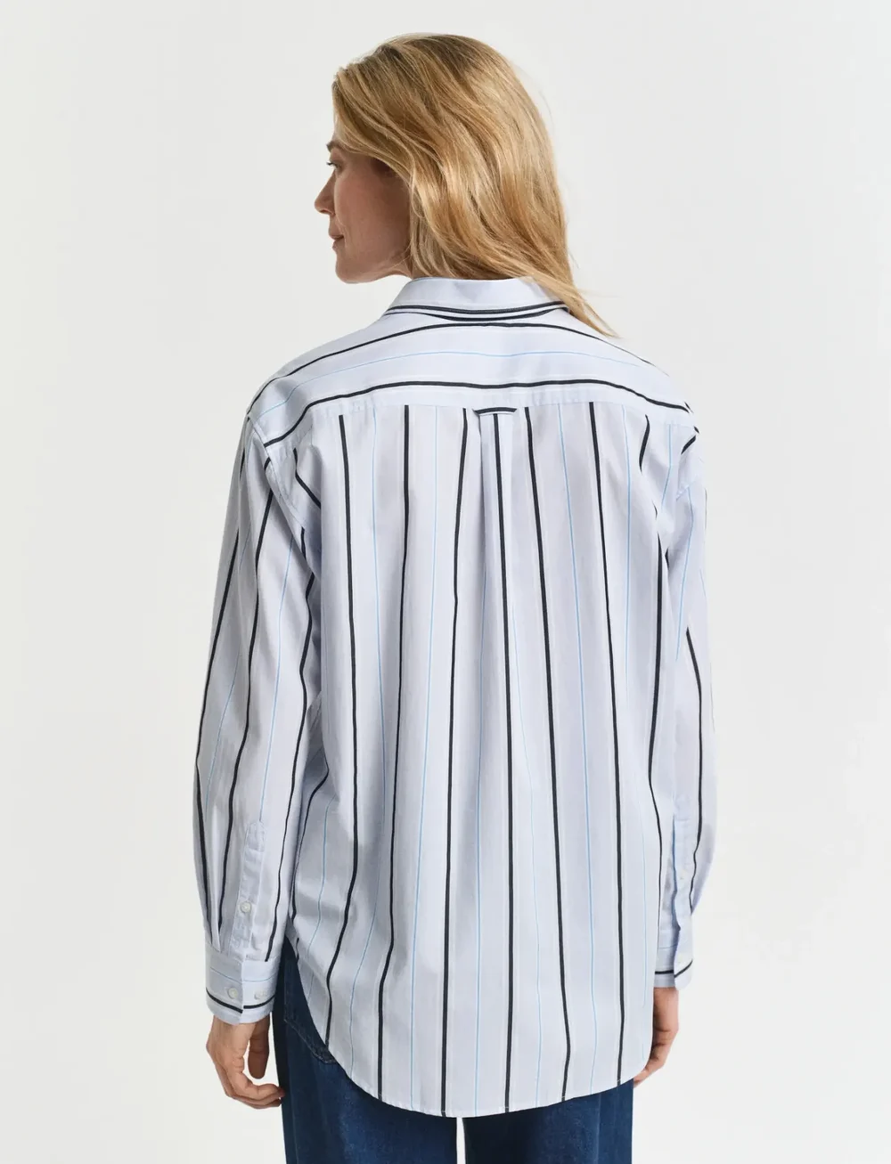 GANT - REL CLASSIC POPLIN STRIPED SHIRT - långärmade blusar - light blue - 4
