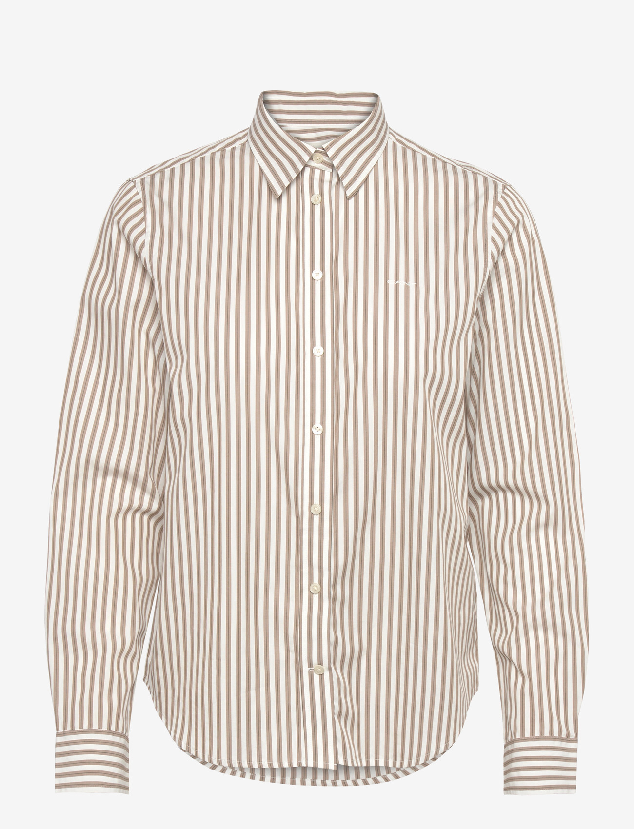 GANT - REG CLASSIC POPLIN STRIPED SHIRT - långärmade skjortor - taupe beige - 0