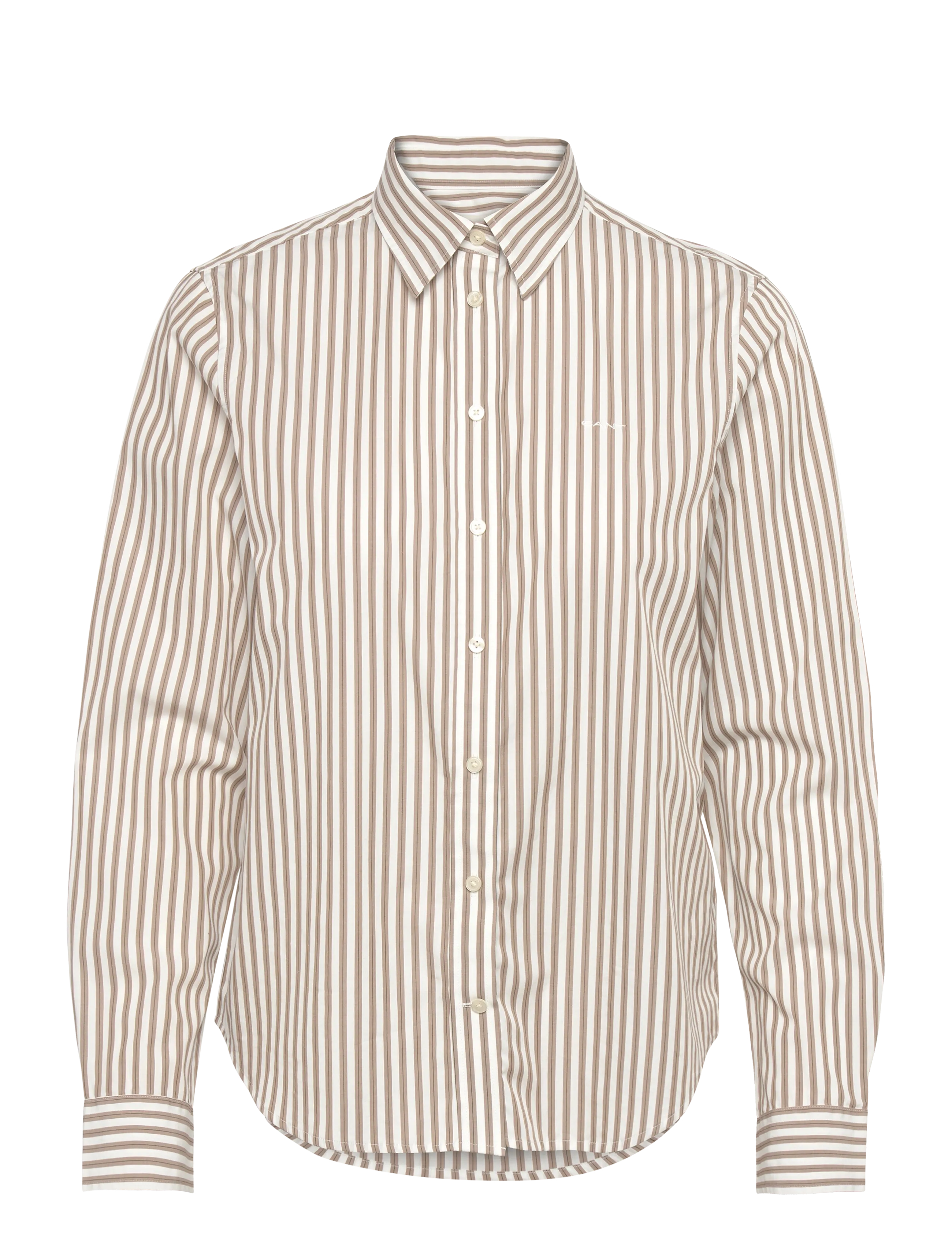 Gant REG CLASSIC POPLIN STRIPED SHIRT - Hemden - TAUPE BEIGE / white