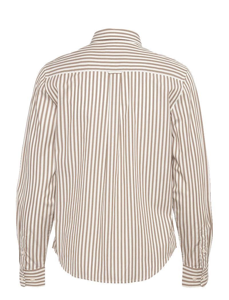GANT - REG CLASSIC POPLIN STRIPED SHIRT - långärmade skjortor - taupe beige - 1