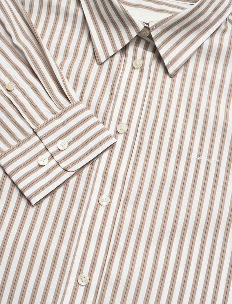 GANT - REG CLASSIC POPLIN STRIPED SHIRT - långärmade skjortor - taupe beige - 2