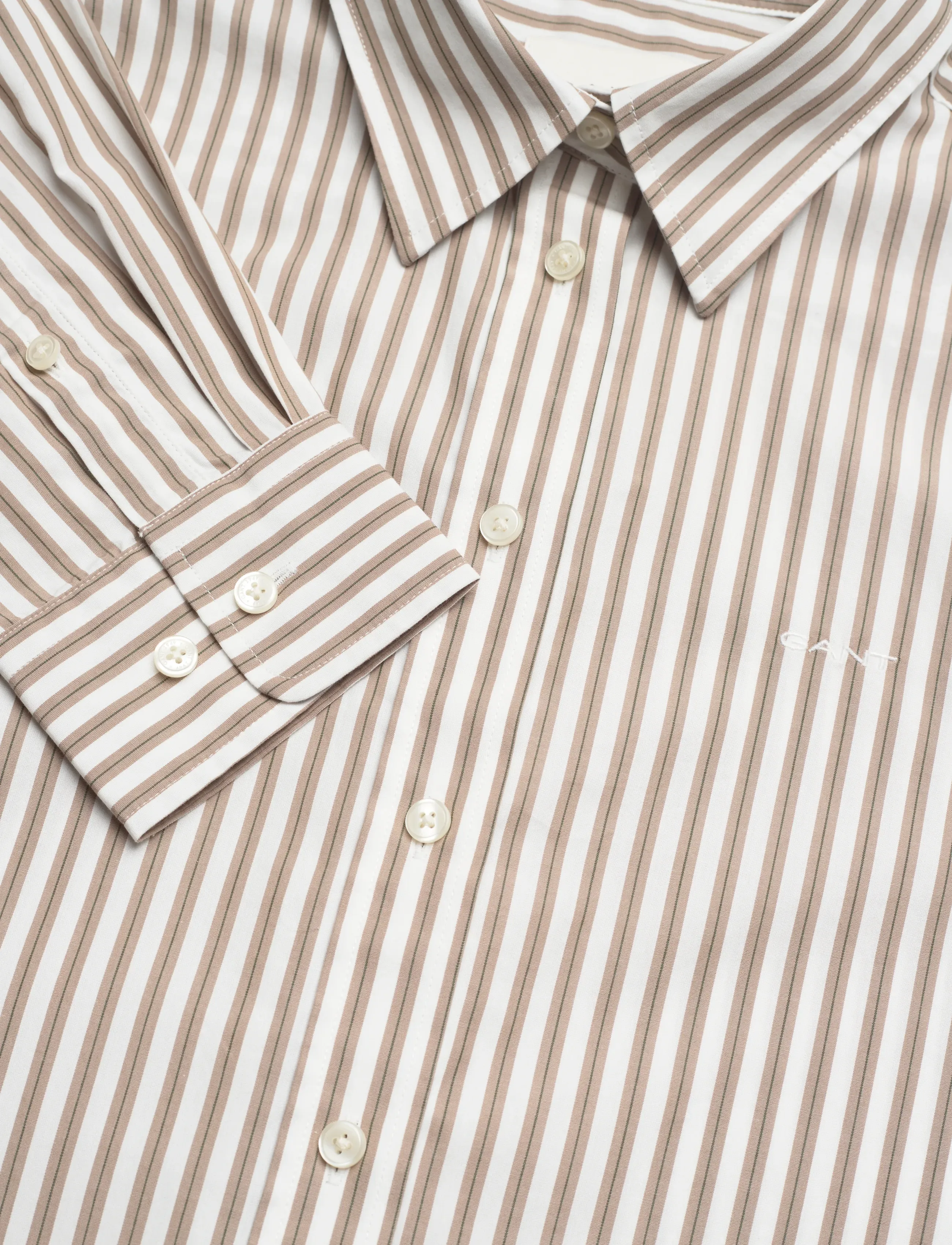 Gant - REG CLASSIC POPLIN STRIPED SHIRT - langærmede skjorter - taupe beige - 2