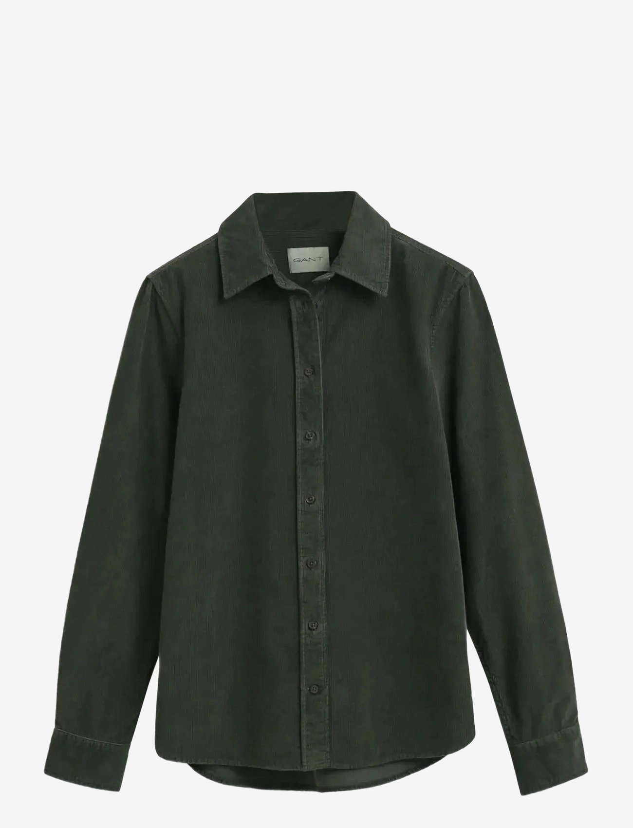 GANT - REG CORD SHIRT - långärmade skjortor - dark moss green - 1
