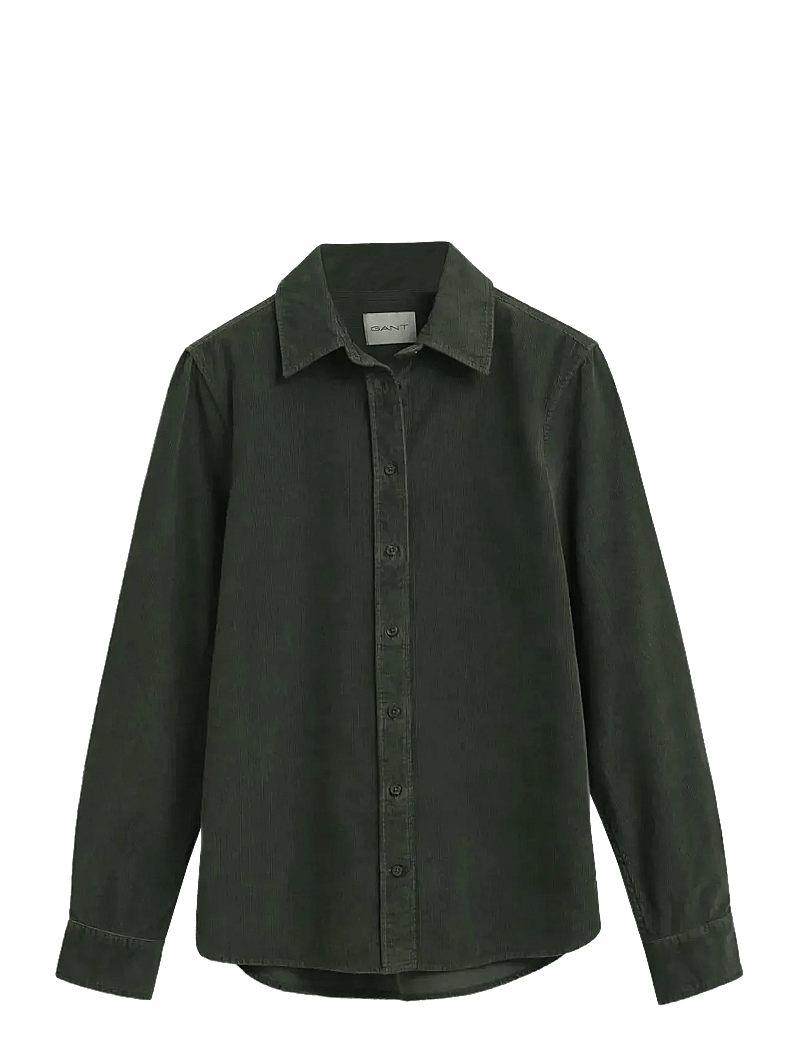 GANT - REG CORD SHIRT - långärmade skjortor - dark moss green - 1