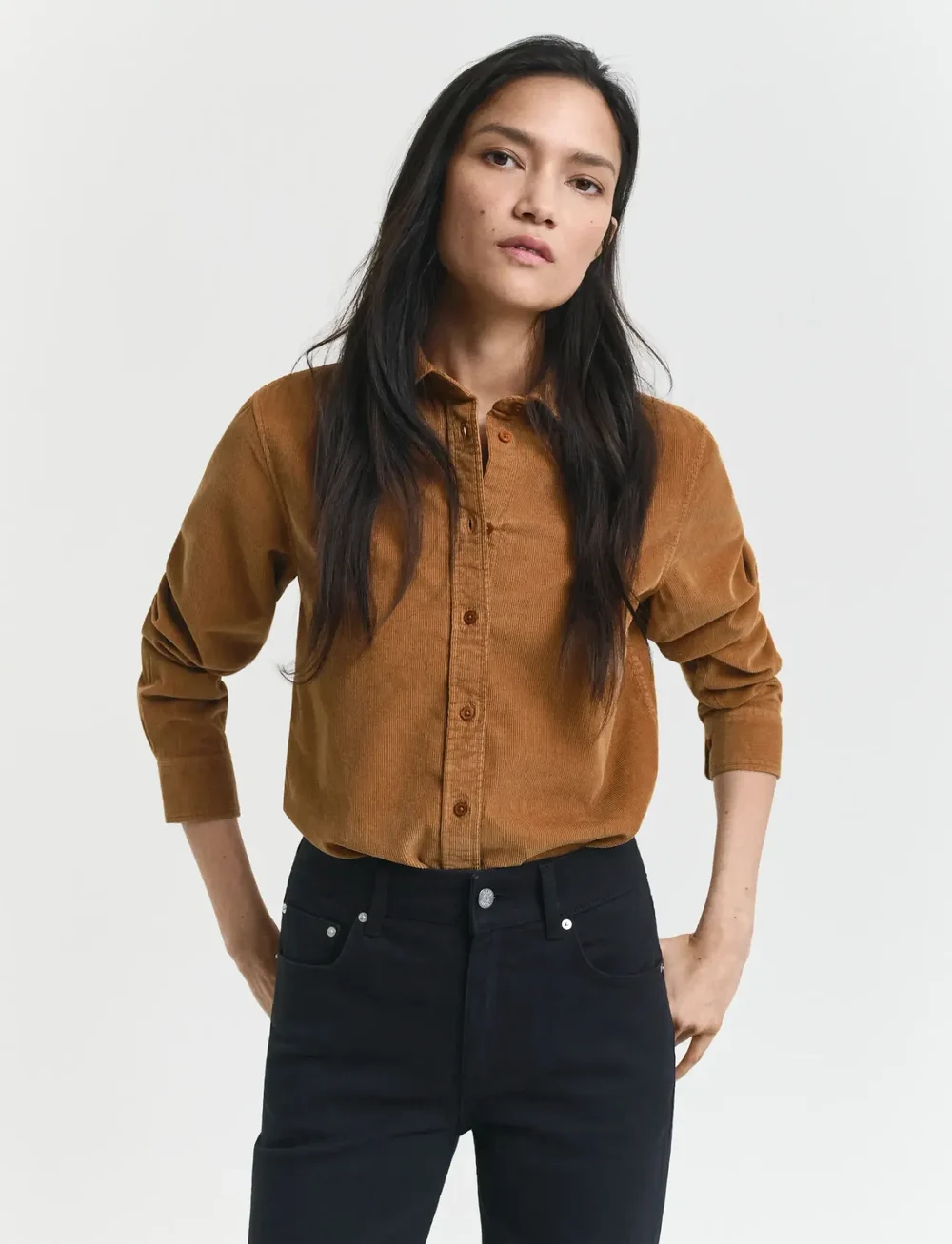 GANT - REG CORD SHIRT - langærmede skjorter - whiskey brown - 0
