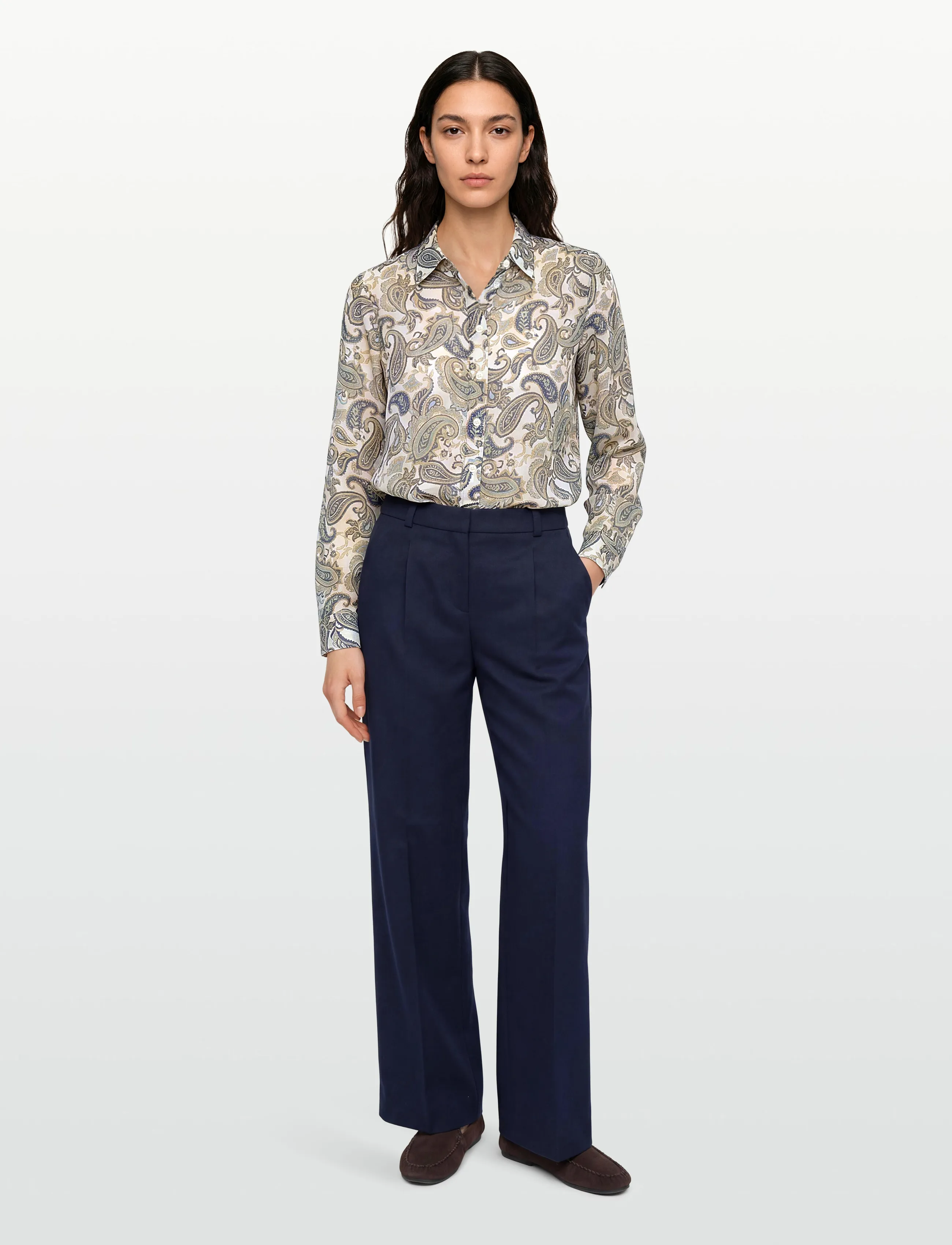 Gant - REG PAISLEY COT SILK SHIRT - langærmede skjorter - persian blue - 0