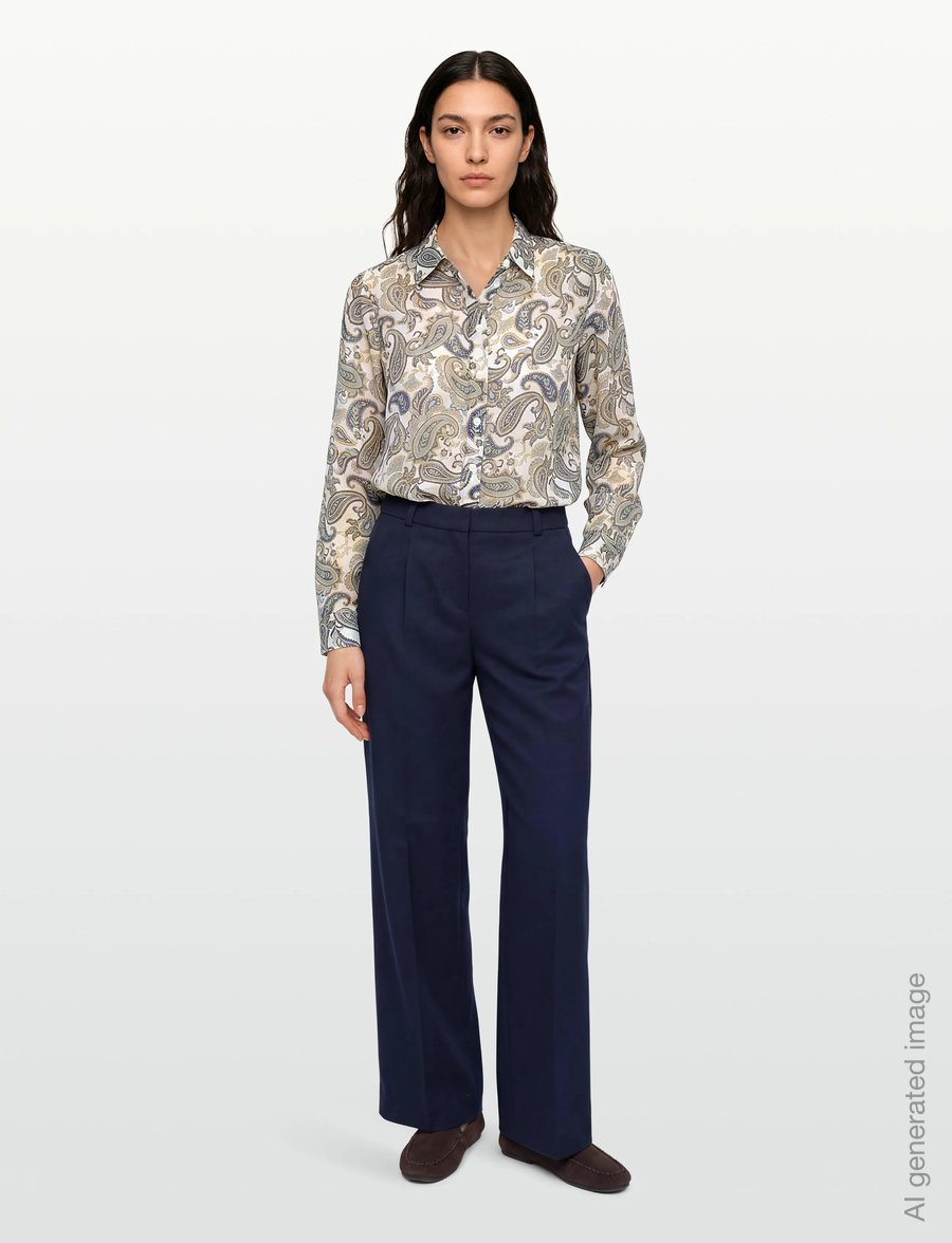 Gant - REG PAISLEY COT SILK SHIRT - langærmede skjorter - persian blue - 0