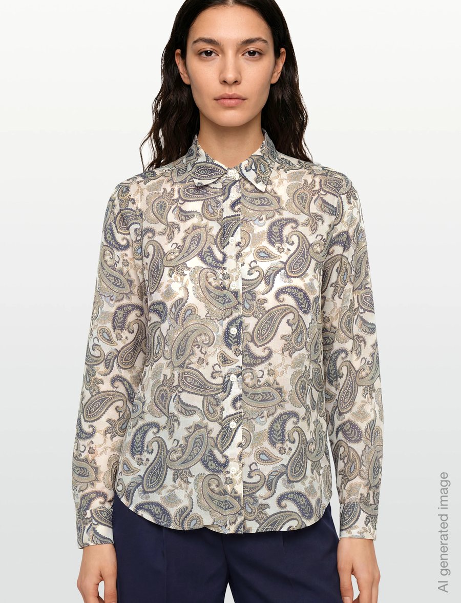 Gant - REG PAISLEY COT SILK SHIRT - langærmede skjorter - persian blue - 3