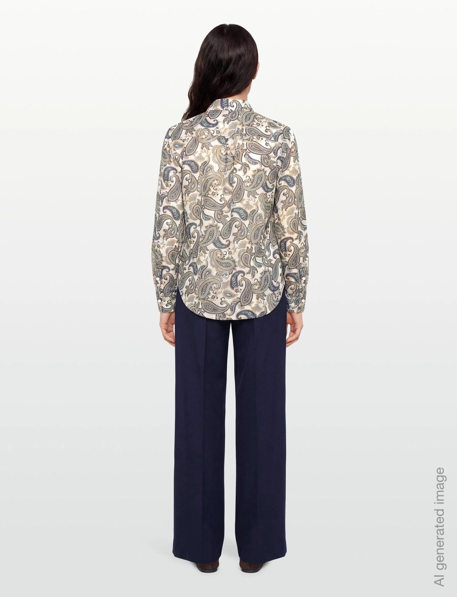 Gant - REG PAISLEY COT SILK SHIRT - langærmede skjorter - persian blue - 4