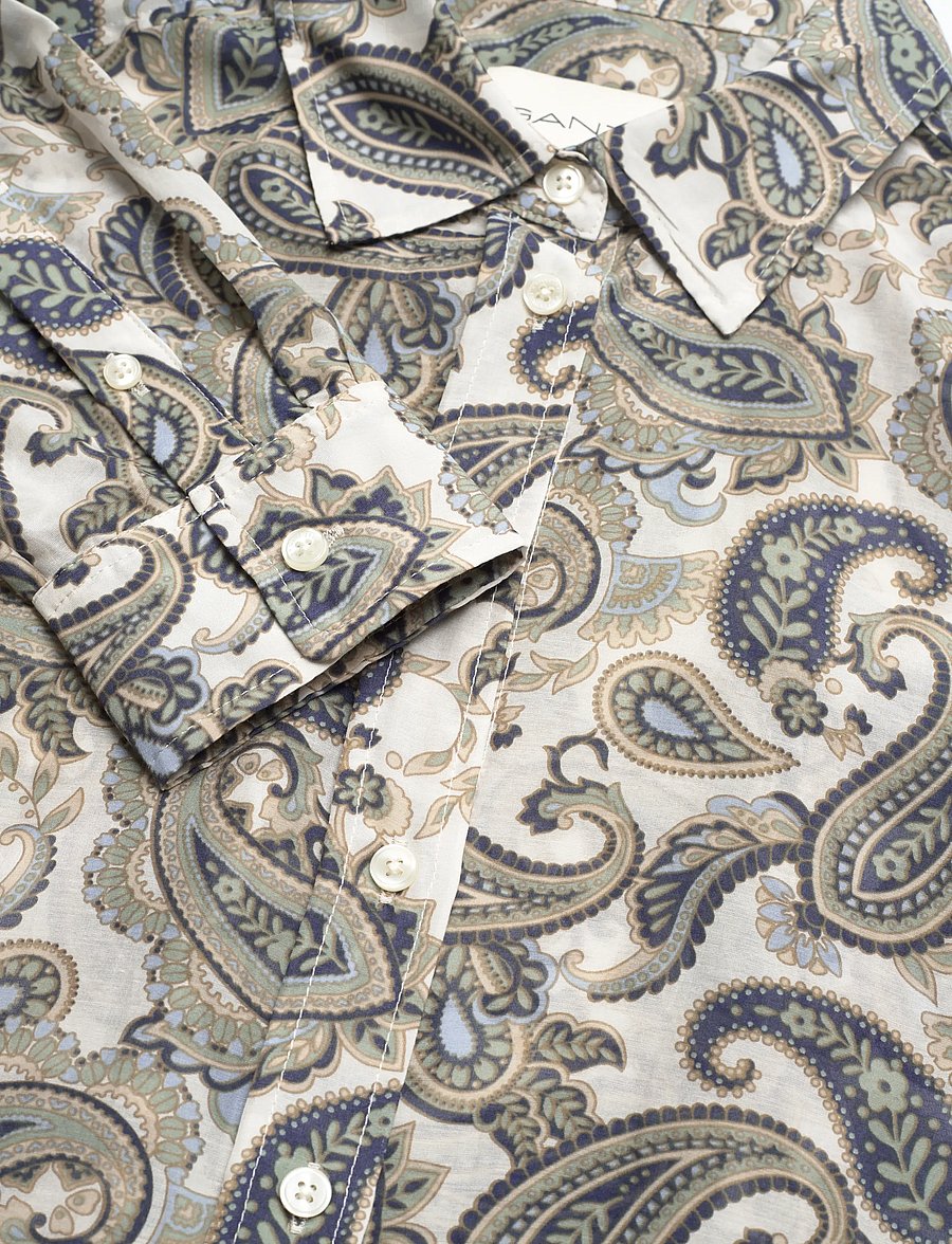 Gant - REG PAISLEY COT SILK SHIRT - langærmede skjorter - persian blue - 5