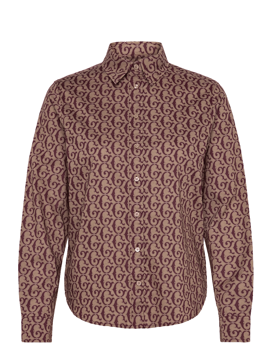 Gant - REG G PRINT COT VOILE SHIRT - pitkähihaiset kauluspaidat - plum wine - 0