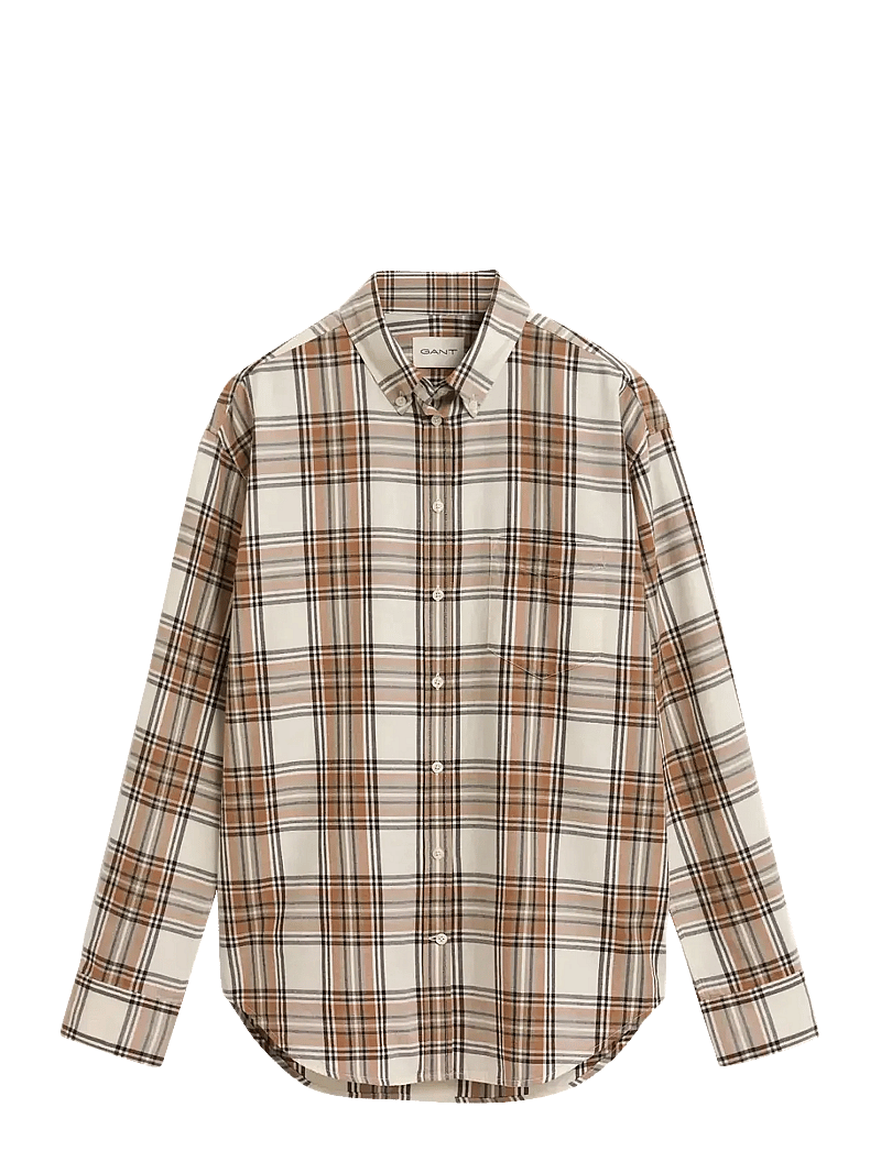 GANT - REL CHECKED FLANNEL BD SHIRT - cream - 1