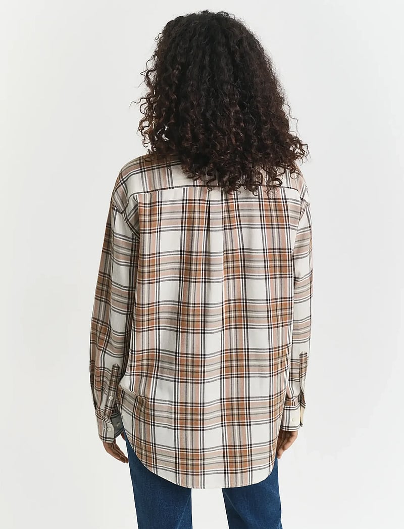GANT - REL CHECKED FLANNEL BD SHIRT - cream - 4