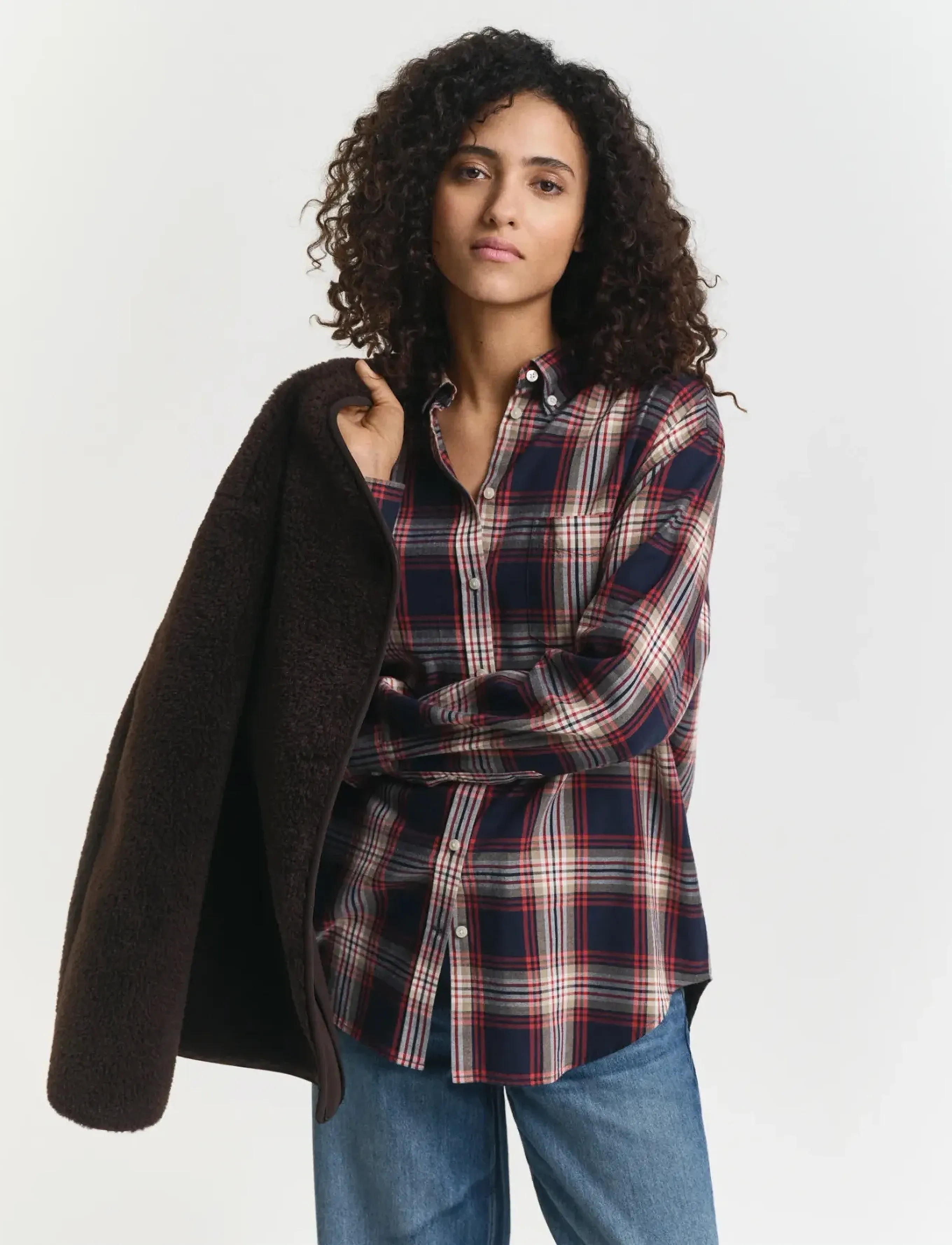 GANT - REL CHECKED FLANNEL BD SHIRT - evening blue - 2