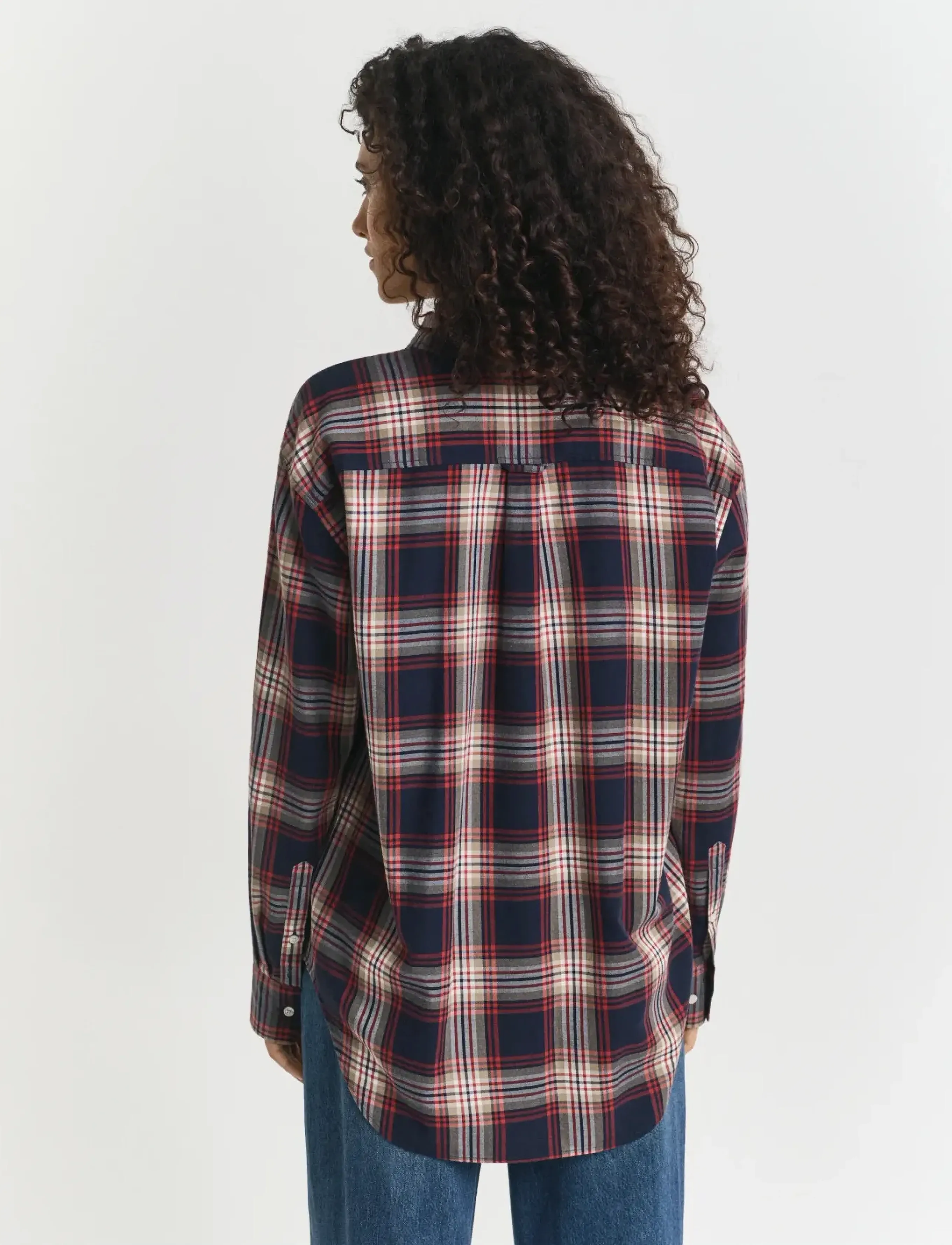 GANT - REL CHECKED FLANNEL BD SHIRT - evening blue - 3