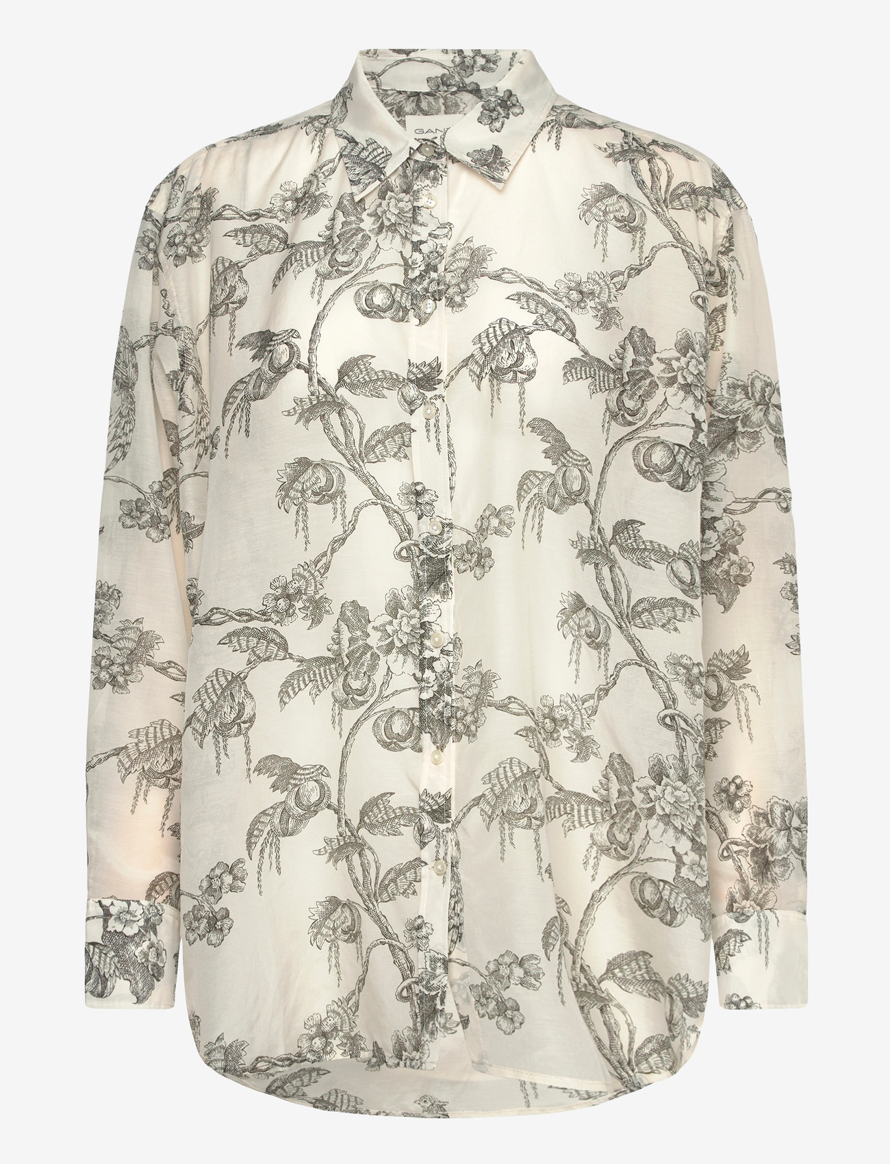 Gant - REL TREE PRINT COT SILK SHIRT - pikkade varrukatega särgid - dark moss green - 0