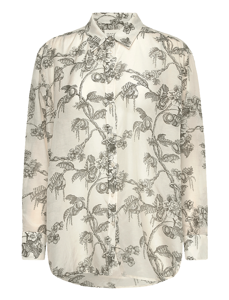 Gant - REL TREE PRINT COT SILK SHIRT - pikkade varrukatega särgid - dark moss green - 0