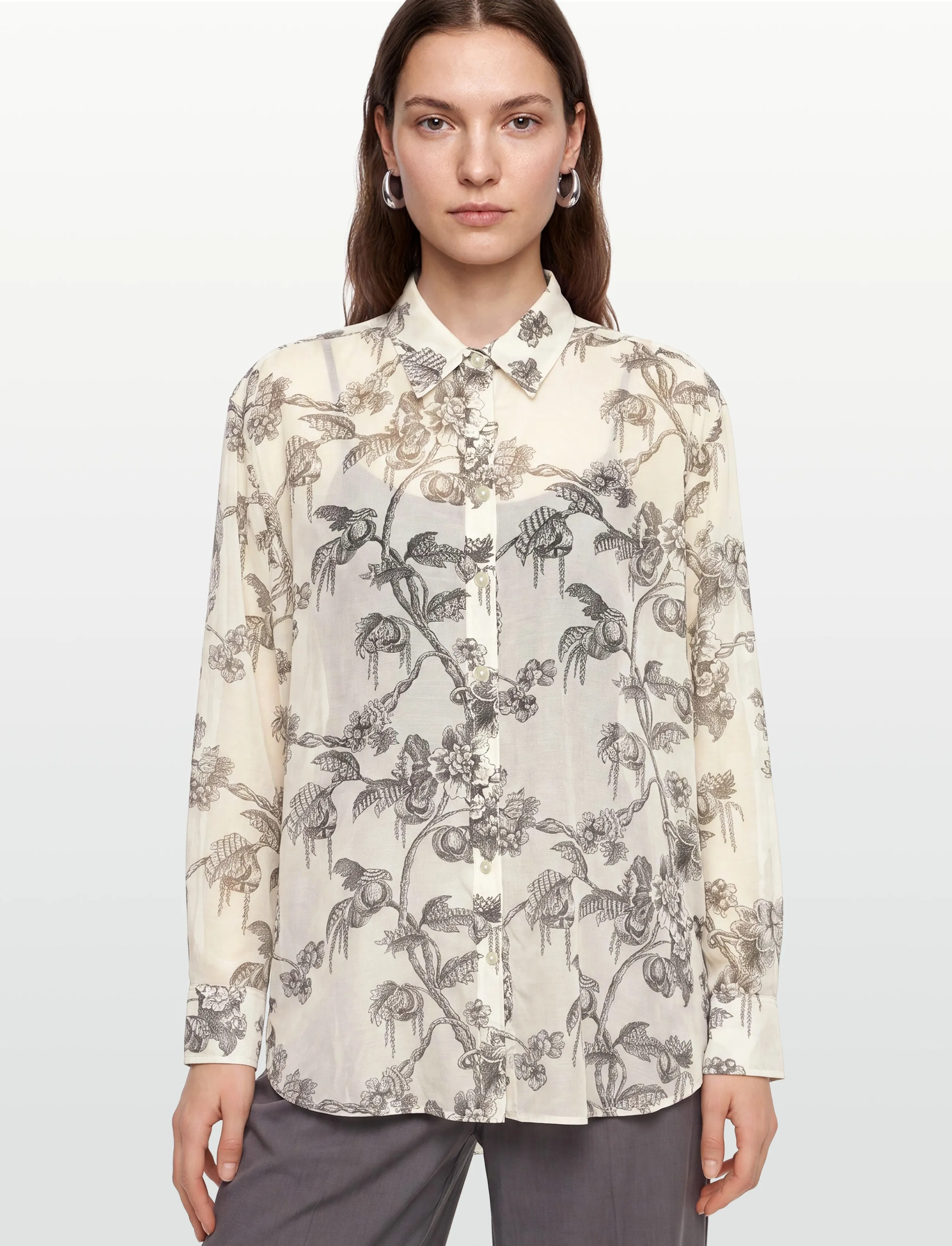 Gant - REL TREE PRINT COT SILK SHIRT - pikkade varrukatega särgid - dark moss green - 3