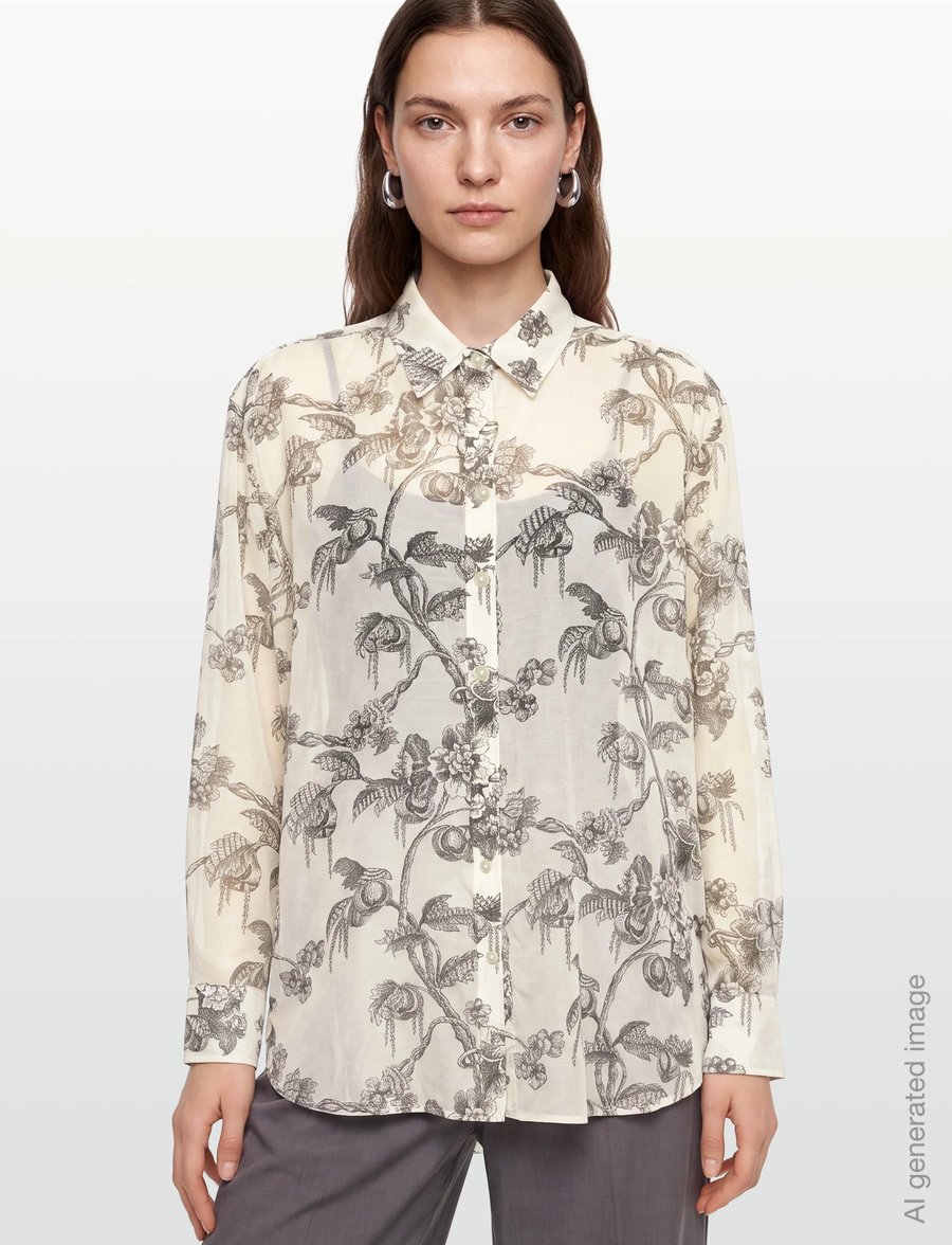 Gant - REL TREE PRINT COT SILK SHIRT - pikkade varrukatega särgid - dark moss green - 3