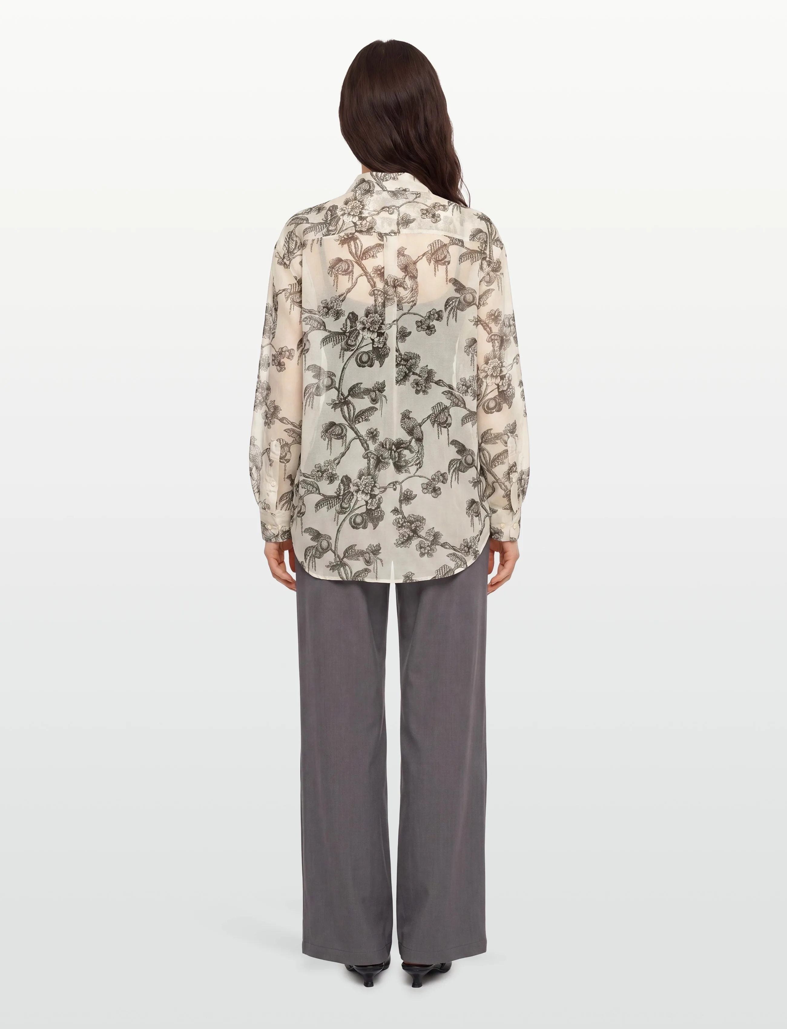 Gant - REL TREE PRINT COT SILK SHIRT - pikkade varrukatega särgid - dark moss green - 4