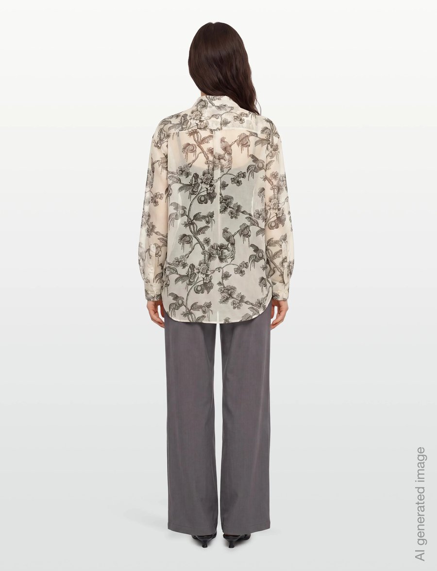 Gant - REL TREE PRINT COT SILK SHIRT - pikkade varrukatega särgid - dark moss green - 4