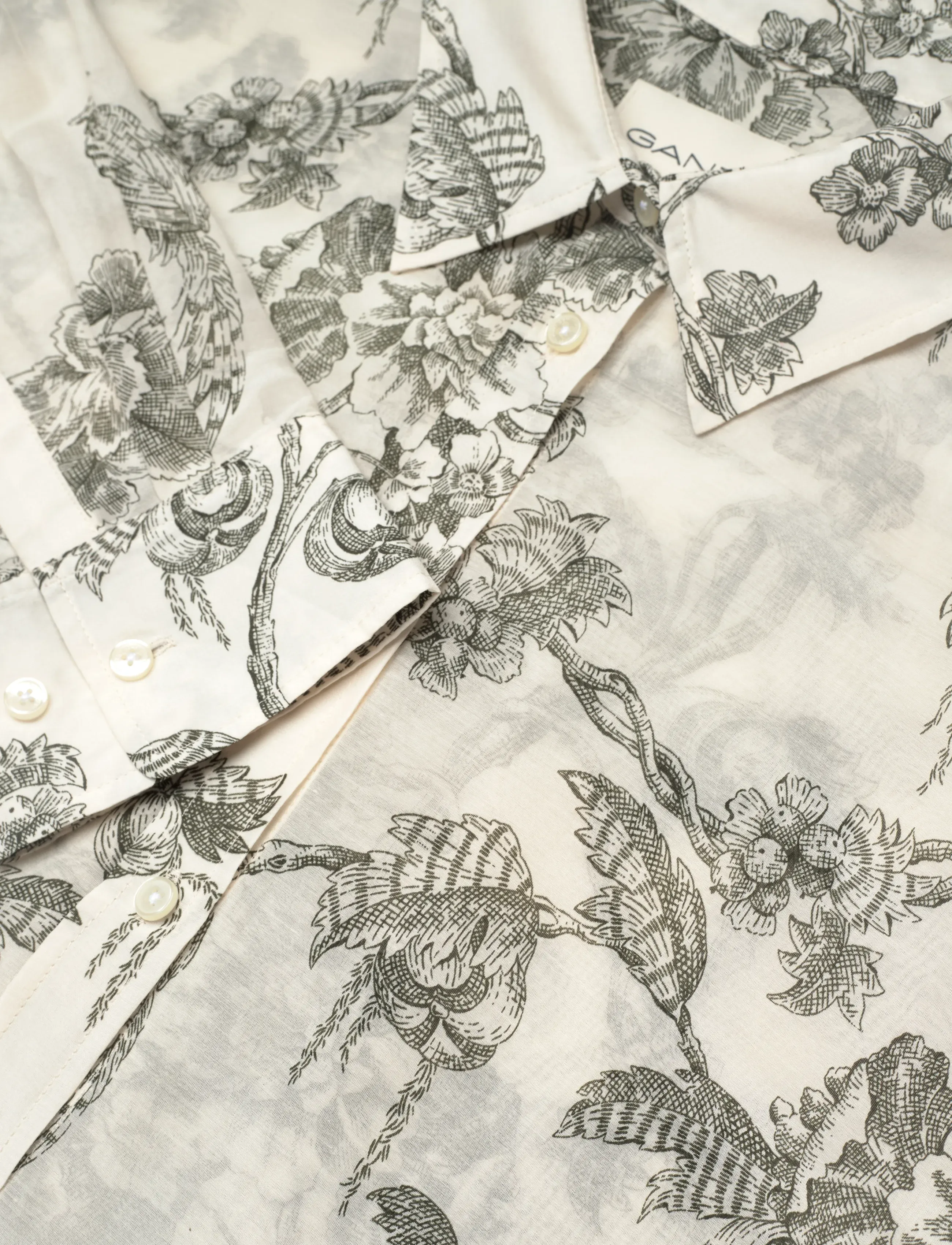 Gant - REL TREE PRINT COT SILK SHIRT - pitkähihaiset kauluspaidat - dark moss green - 2