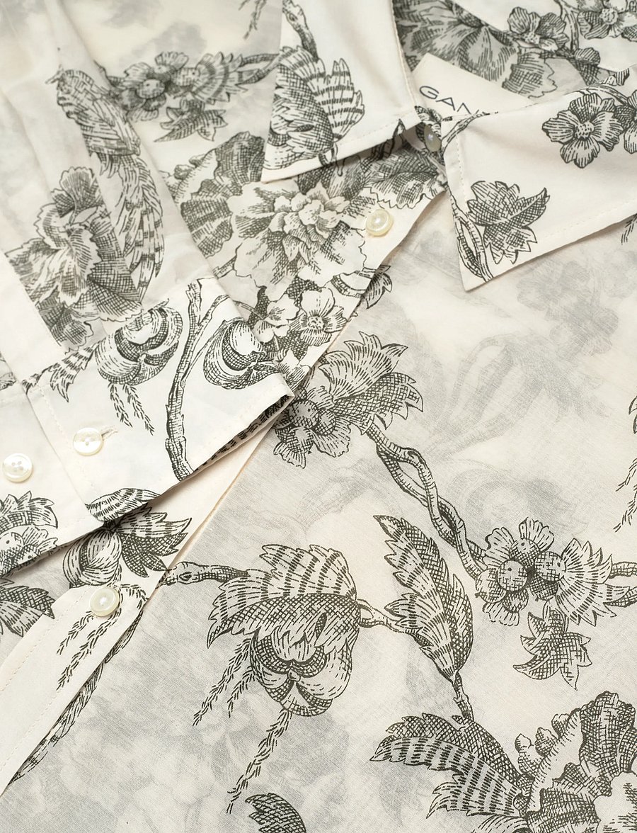 Gant - REL TREE PRINT COT SILK SHIRT - pitkähihaiset kauluspaidat - dark moss green - 2