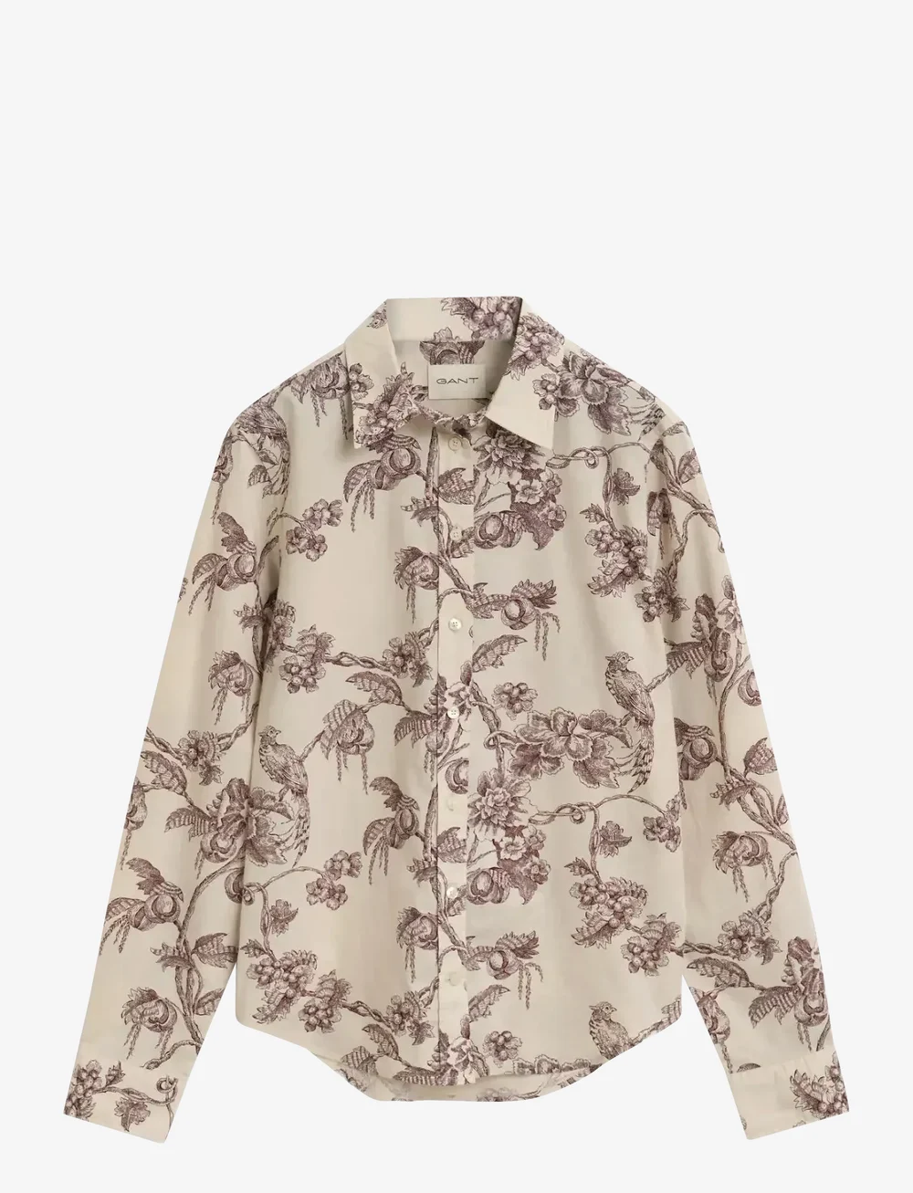 GANT - REG TREE PRINT COT VOILE SHIRT - pitkähihaiset kauluspaidat - plum wine - 1