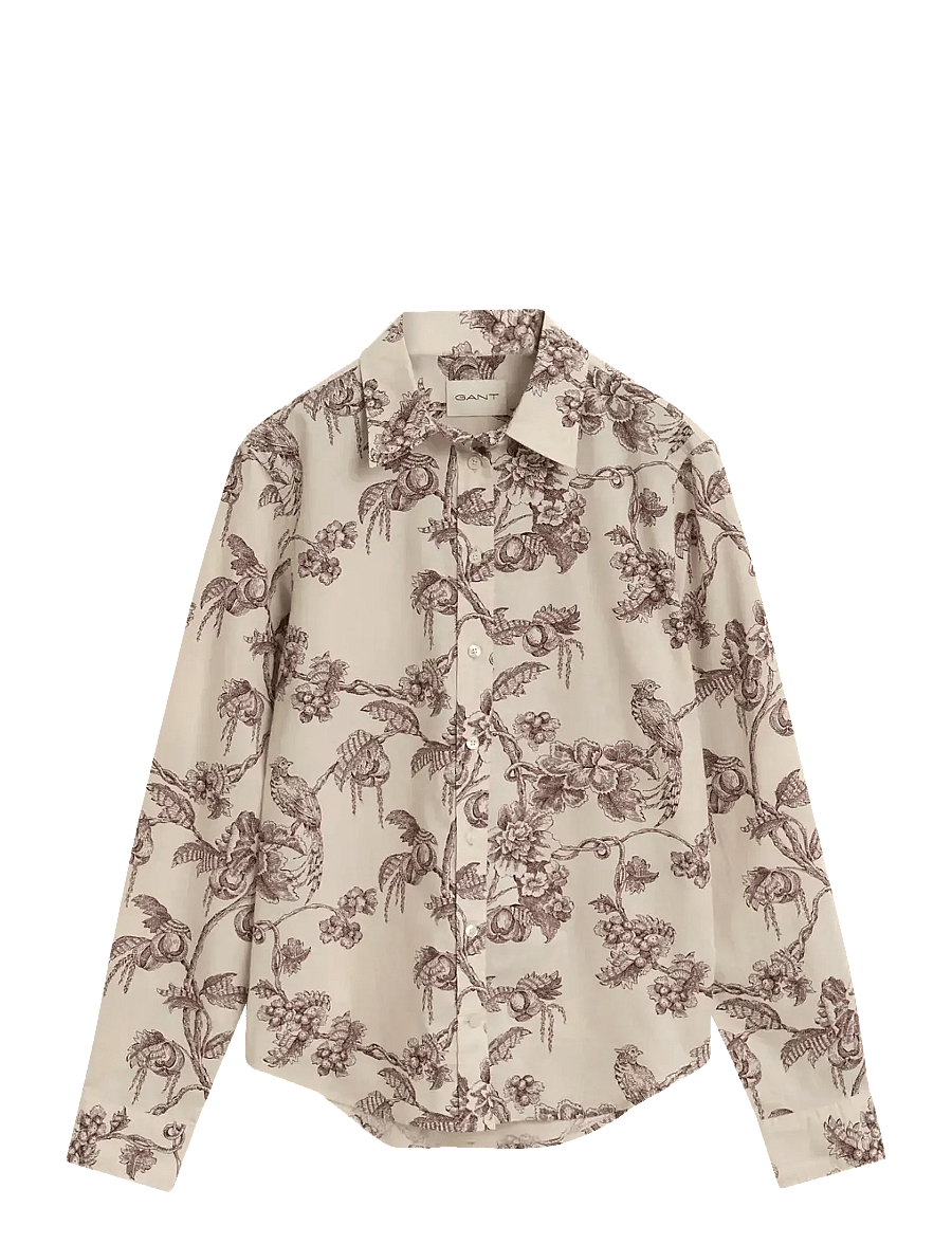 GANT - REG TREE PRINT COT VOILE SHIRT - plum wine - 1
