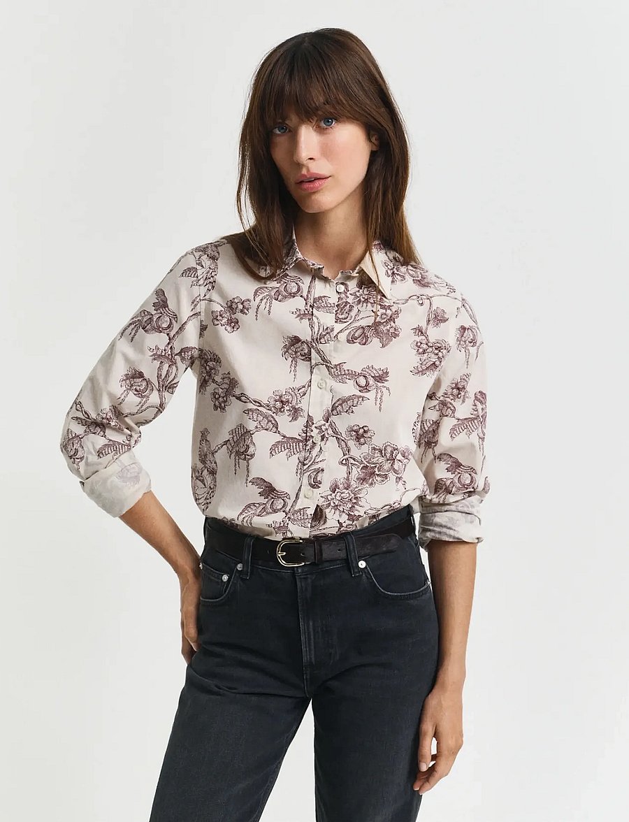 GANT - REG TREE PRINT COT VOILE SHIRT - plum wine - 2