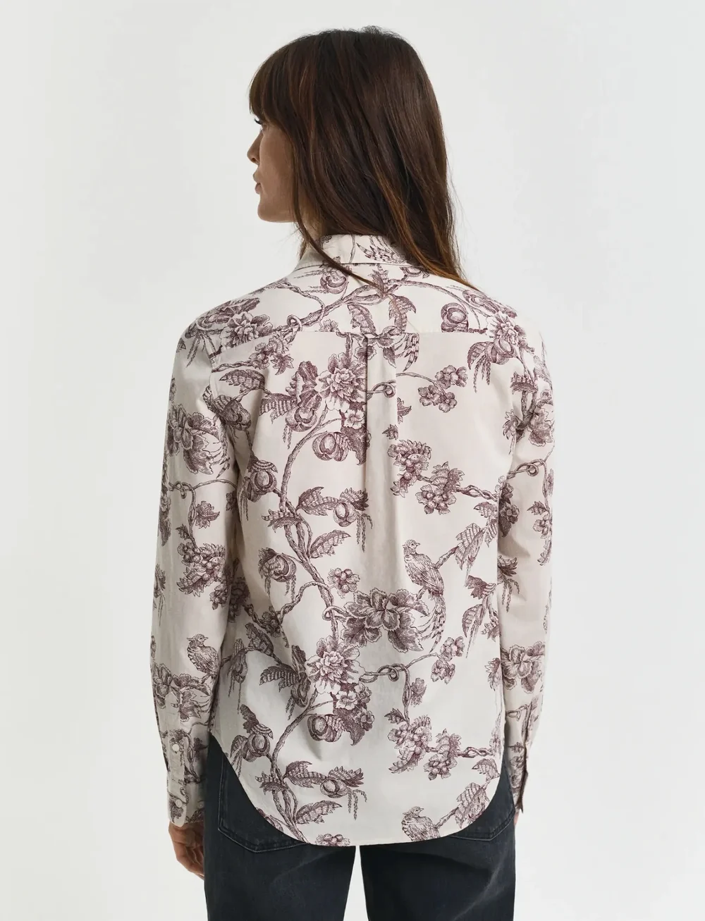 GANT - REG TREE PRINT COT VOILE SHIRT - pitkähihaiset kauluspaidat - plum wine - 4