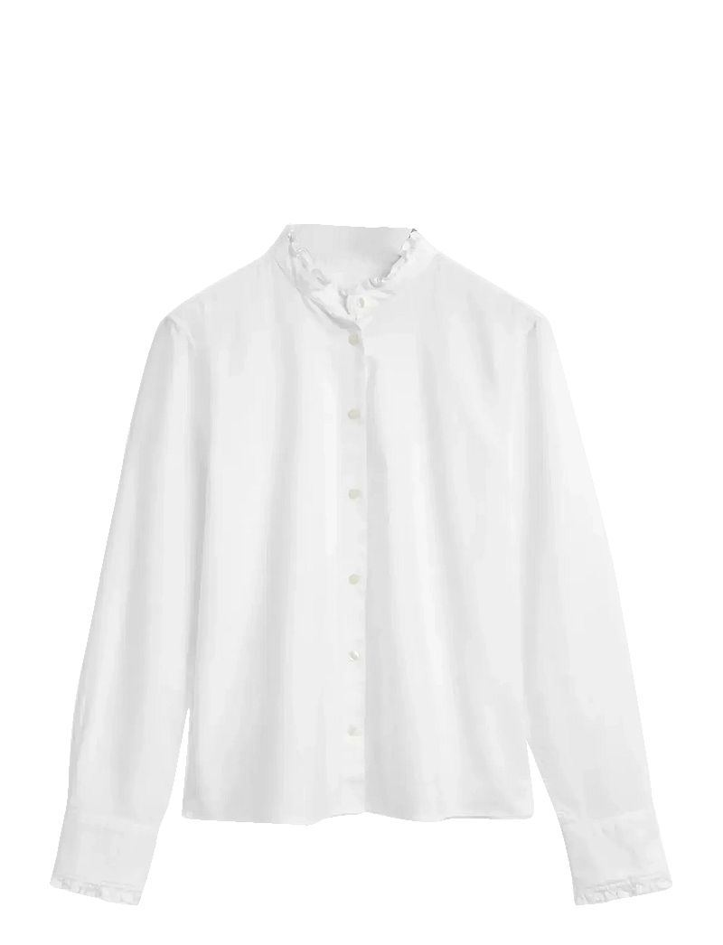 GANT - REG CLASSIC OXFORD FRILL BLOUSE - pitkähihaiset puserot - white - 0