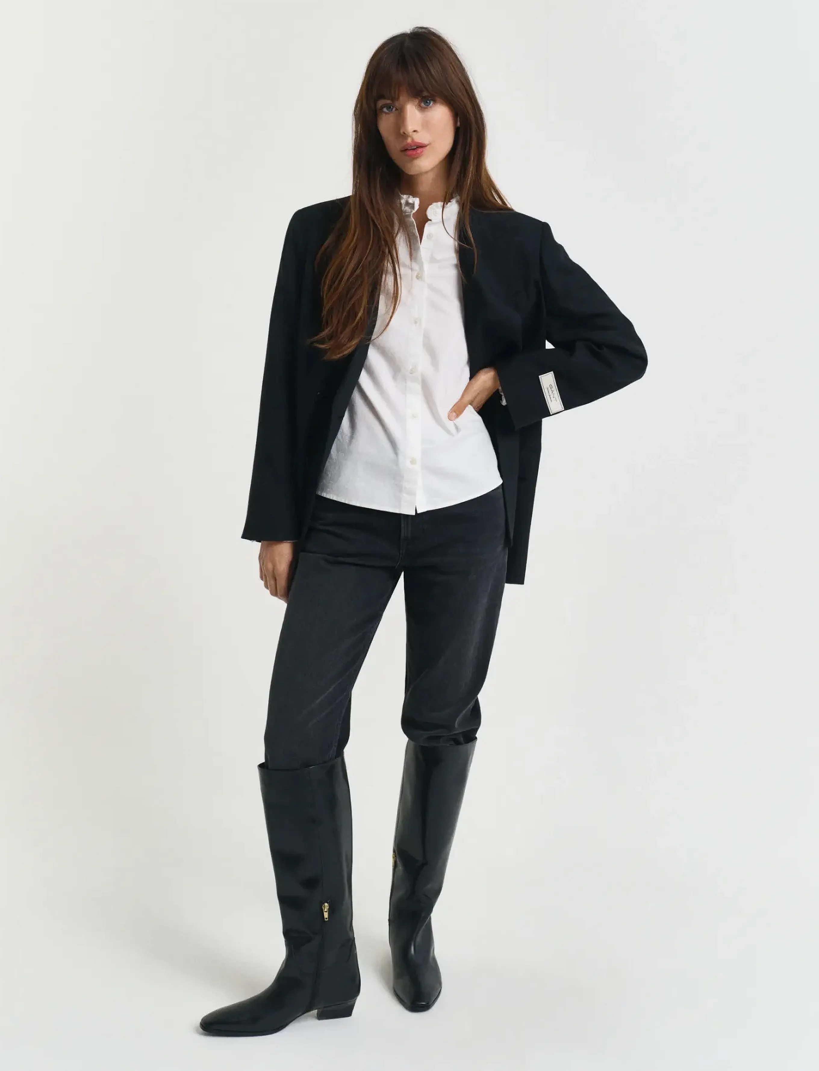 Gant - REG CLASSIC OXFORD FRILL BLOUSE - white - 3