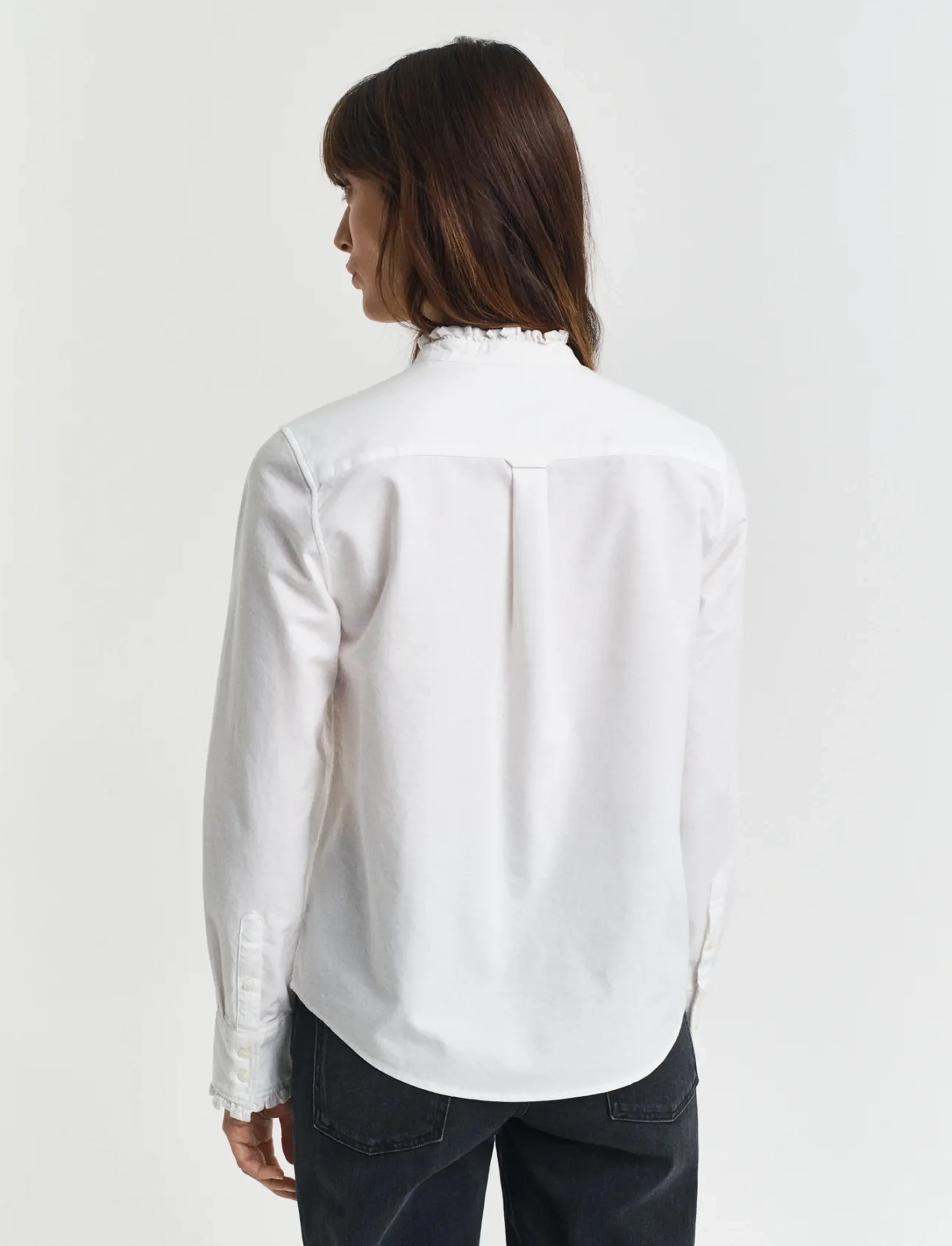 Gant - REG CLASSIC OXFORD FRILL BLOUSE - white - 4