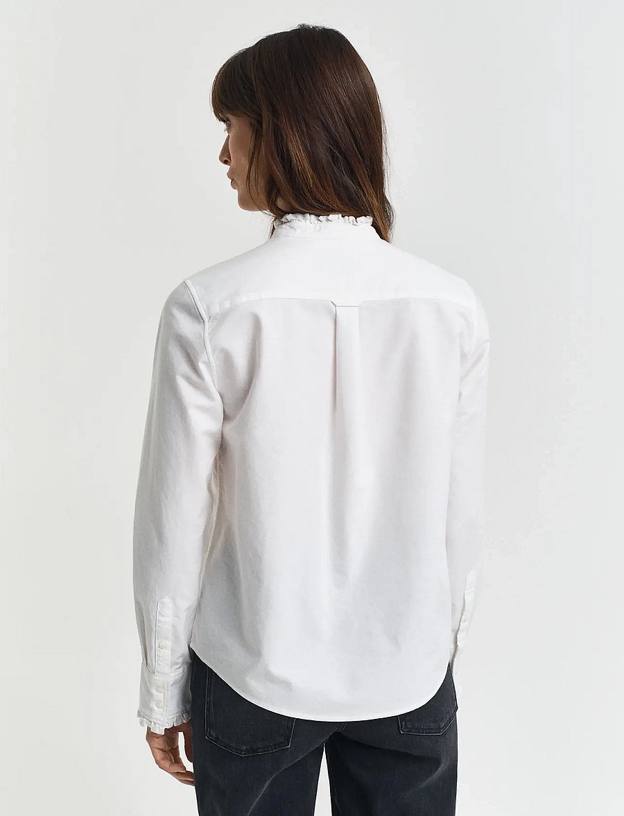 Gant - REG CLASSIC OXFORD FRILL BLOUSE - white - 4