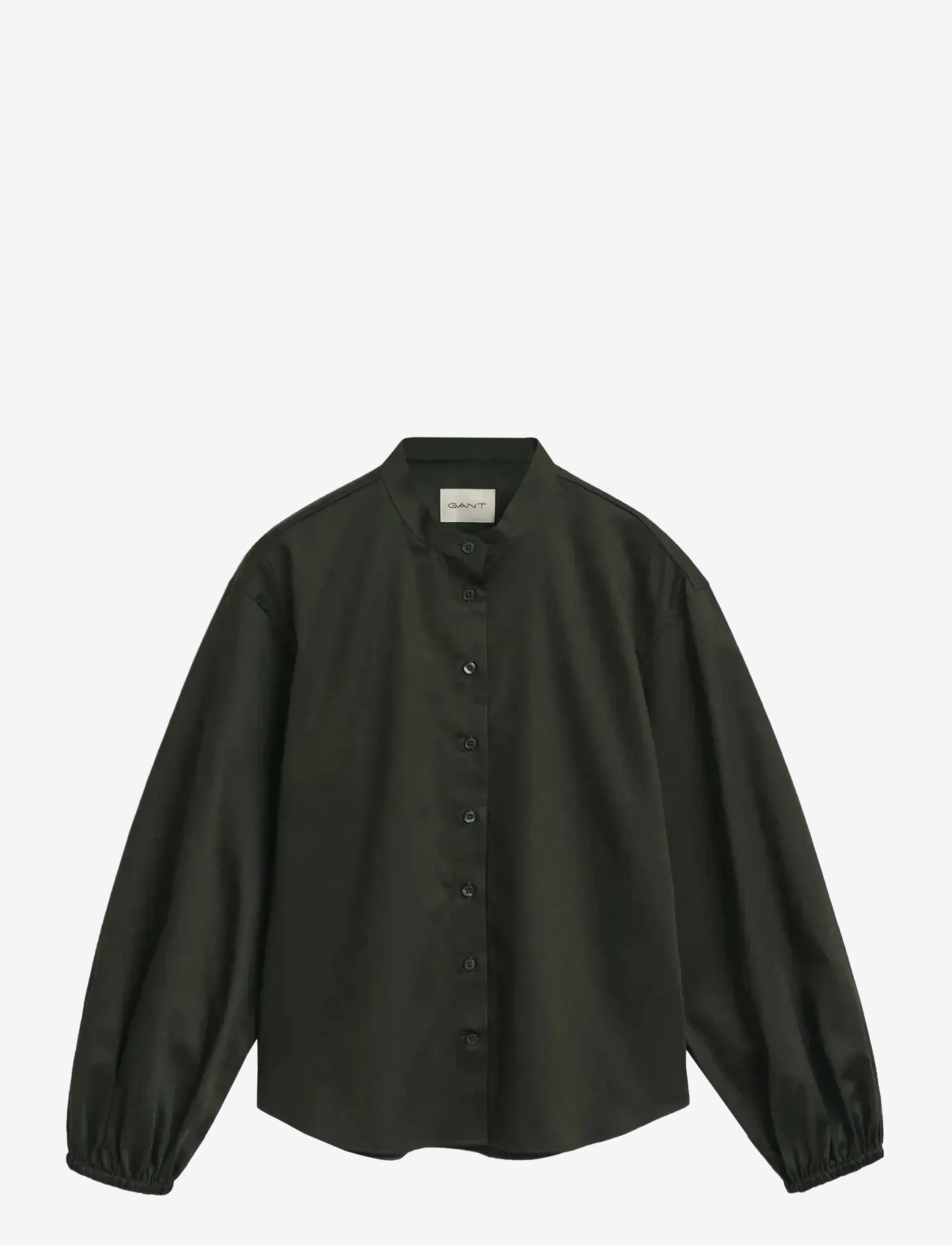 GANT - REG COTTON SATIN BLOUSE - langärmlige blusen - dark moss green - 1