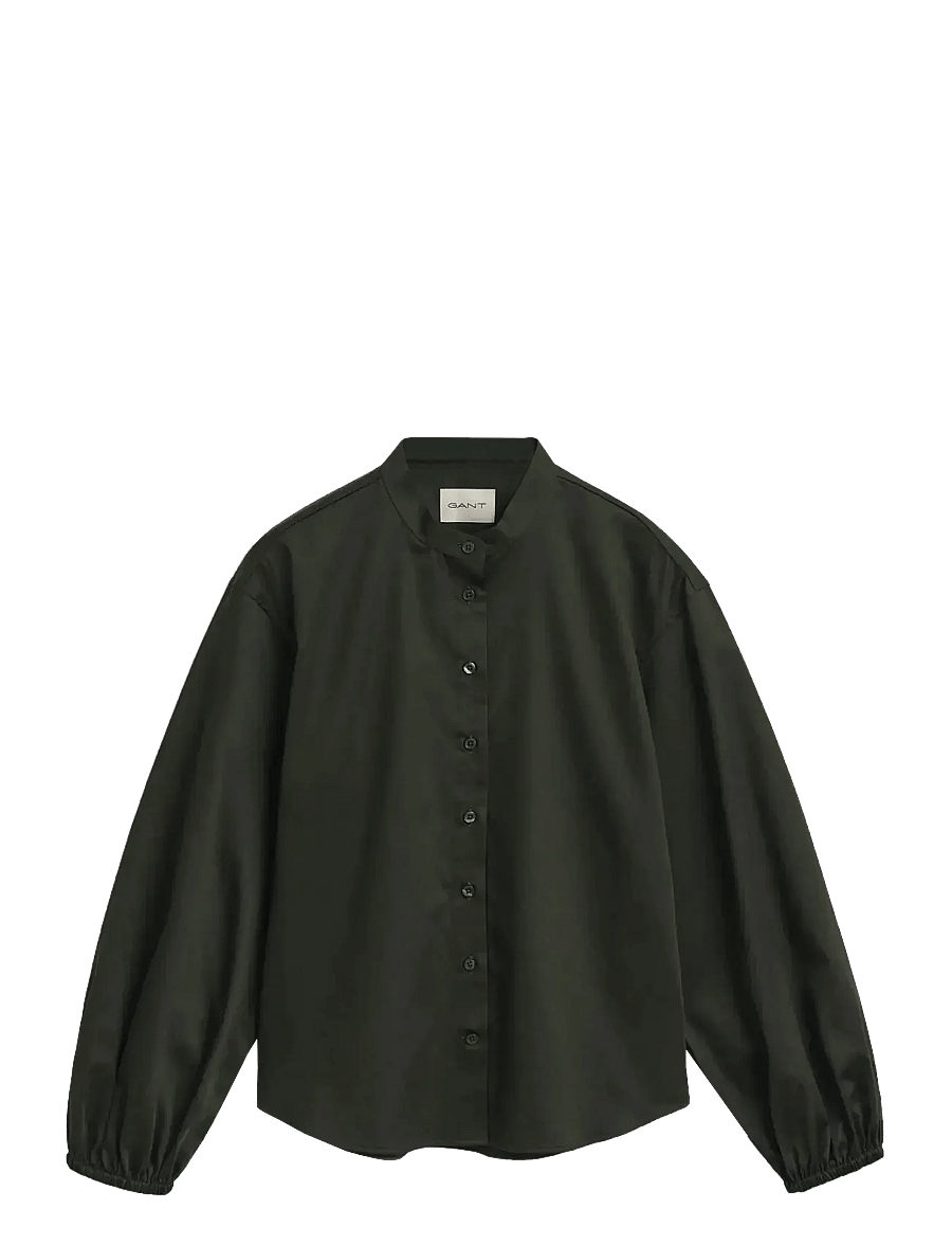 Gant - REG COTTON SATIN BLOUSE - langärmelige blusen - dark moss green - 1