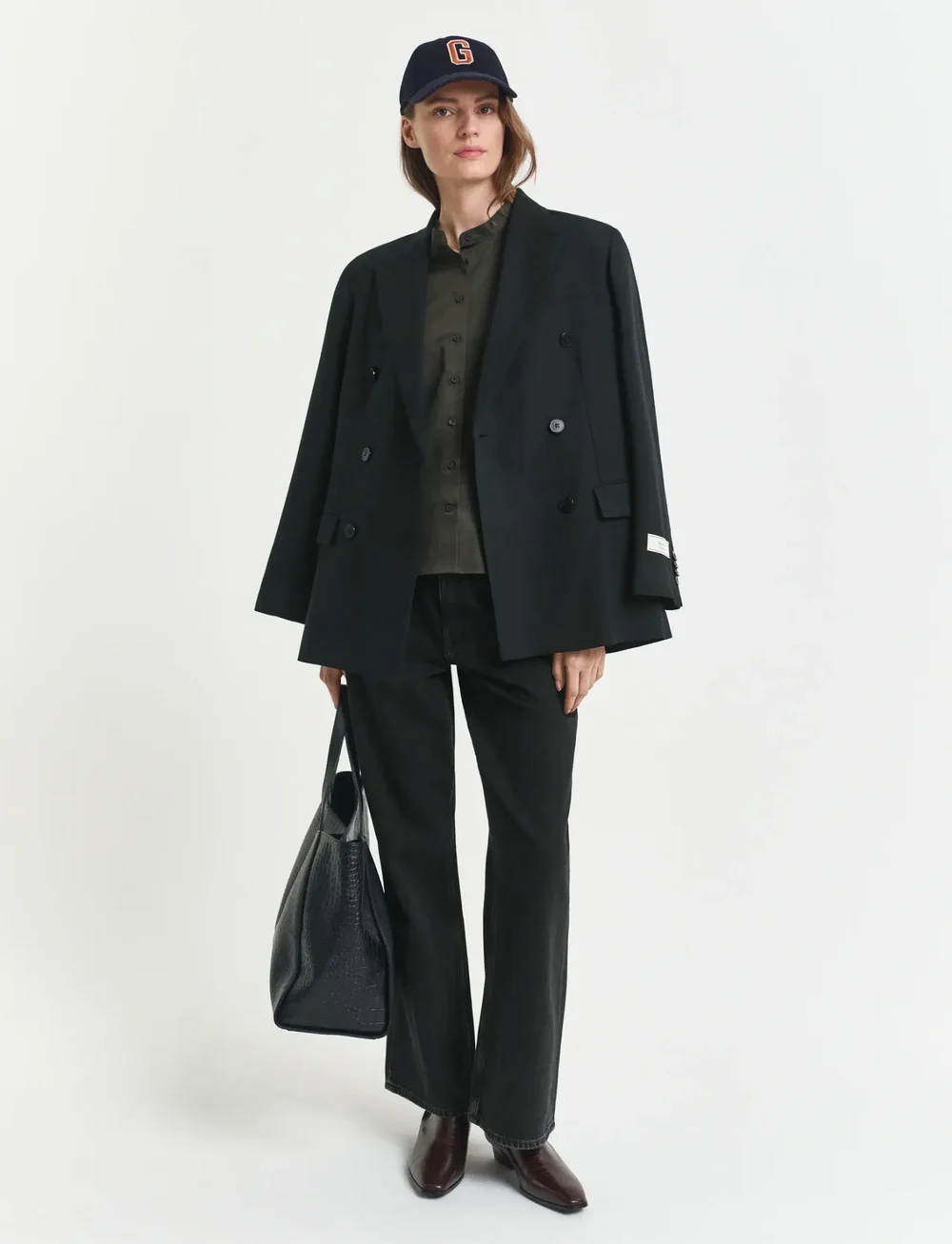 GANT - REG COTTON SATIN BLOUSE - langärmlige blusen - dark moss green - 2