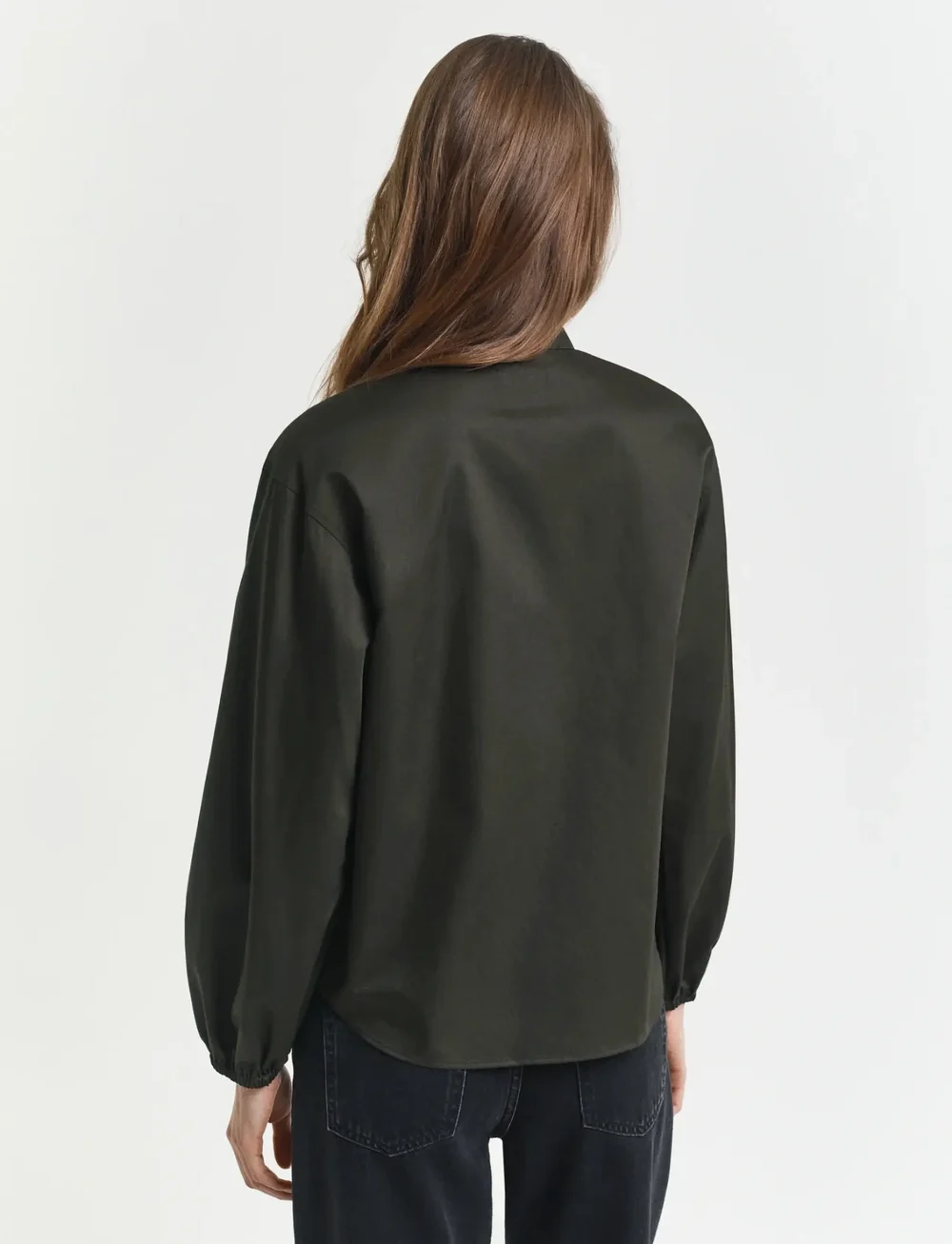 GANT - REG COTTON SATIN BLOUSE - langärmlige blusen - dark moss green - 3