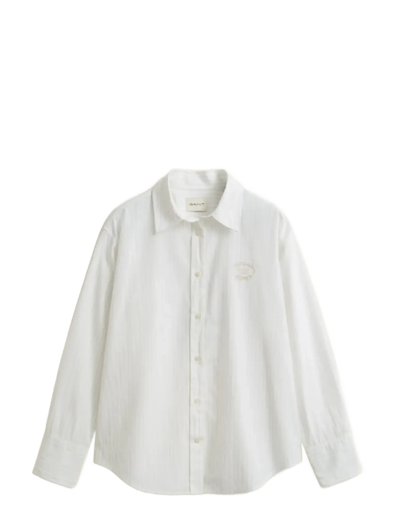 Gant REL STRIPE CTN EMBR CHEST SHIRT - Transitional Layering - EGGSHELL / white