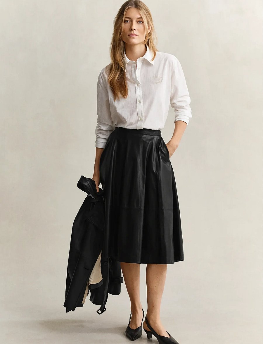 Gant - REL STRIPE CTN EMBR CHEST SHIRT - langärmlige hemden - eggshell - 4