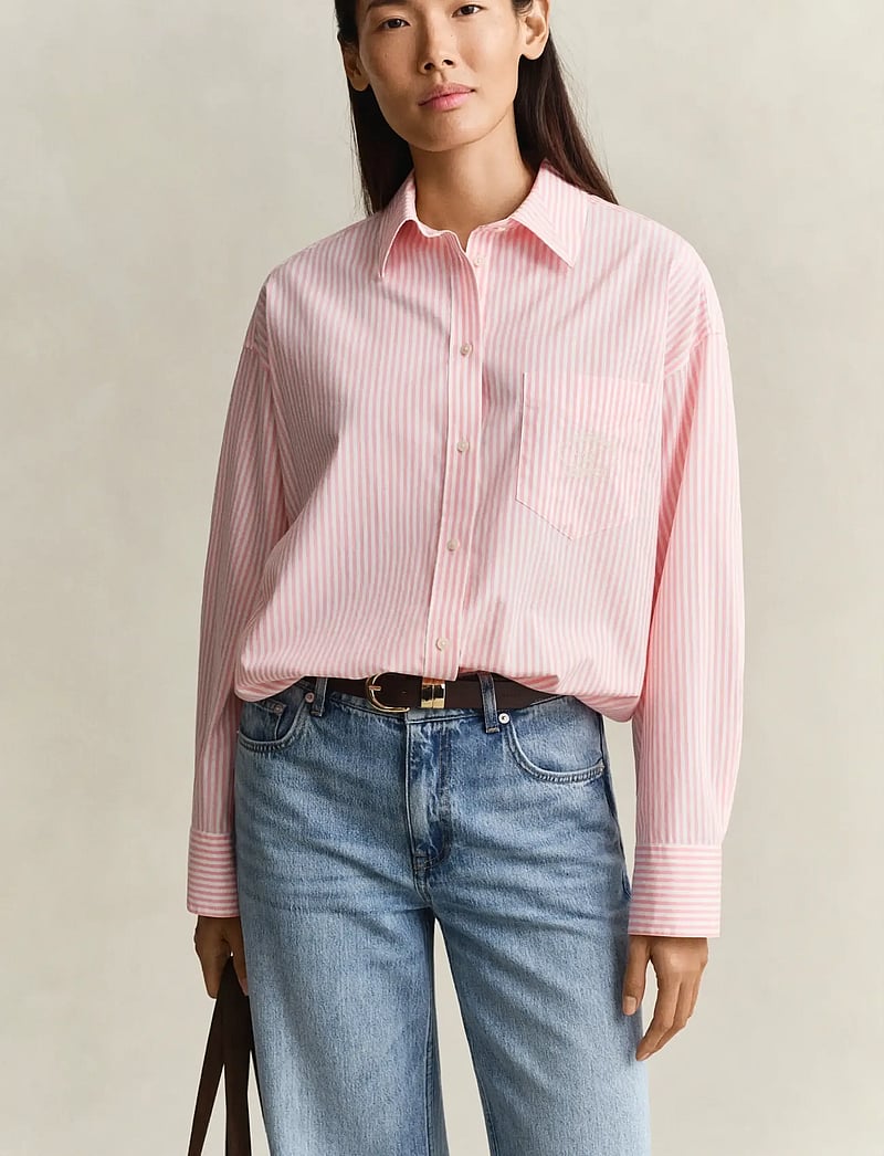 GANT - OS CLASSIC POPLIN STRIPE SHIRT - langärmlige hemden - lilly pink - 4