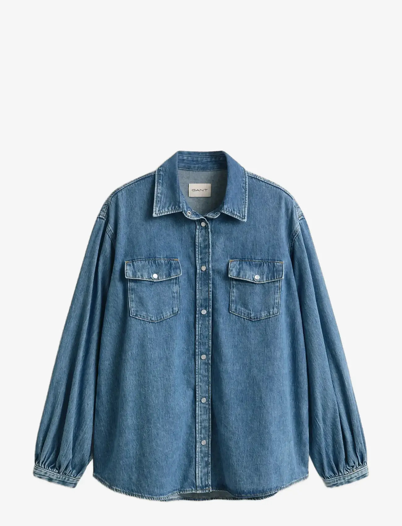 Gant DENIM VOLUME SLEEVE SHIRT - Jeanshemden - MID BLUE ARCHIVE / blue