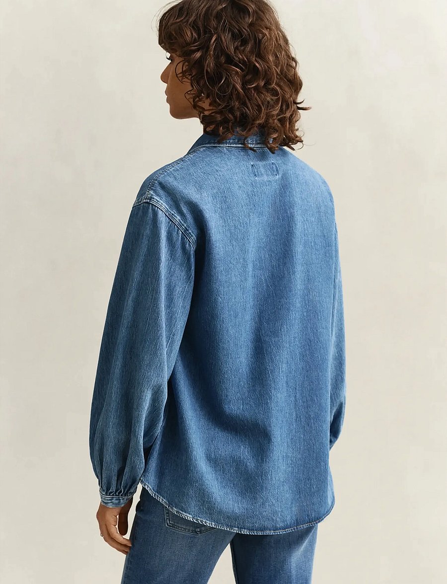 Gant - DENIM VOLUME SLEEVE SHIRT - denimskjorter - mid blue archive - 2