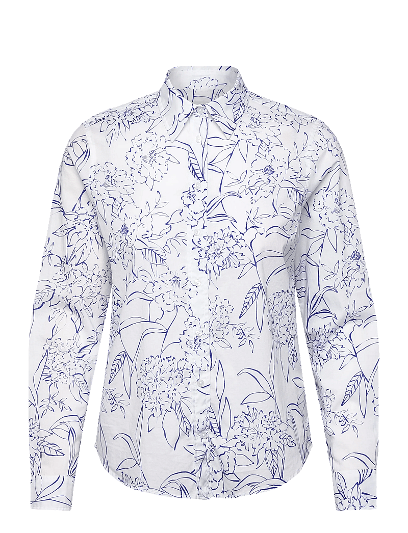 GANT - REG FLORAL PRINT CTN VOILE SHIRT - pikkade varrukatega särgid - white - 0