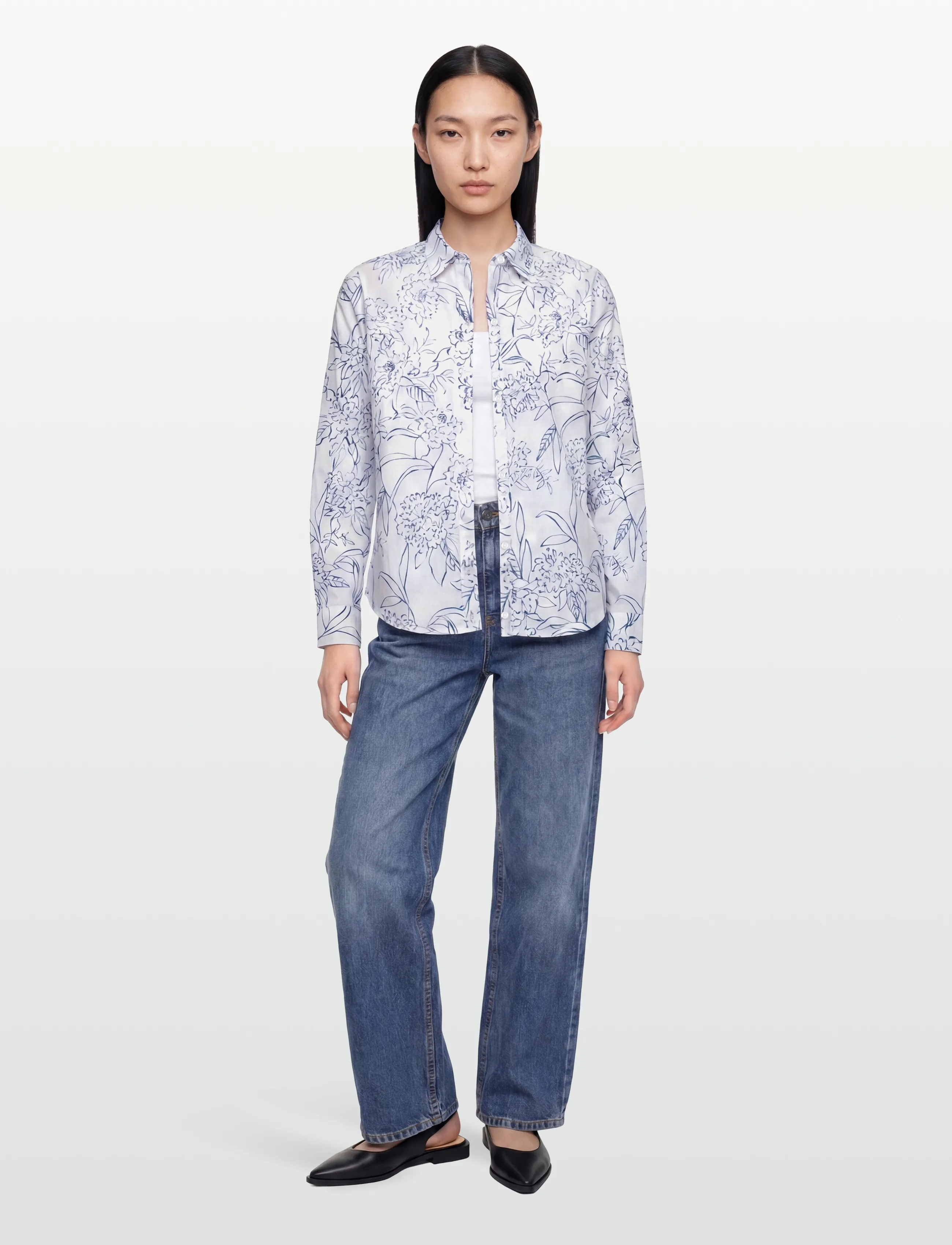 Gant Reg Floral Print Ctn Voile Shirt, 38, Shirts, Weiß - Long-sleeved, Frauen