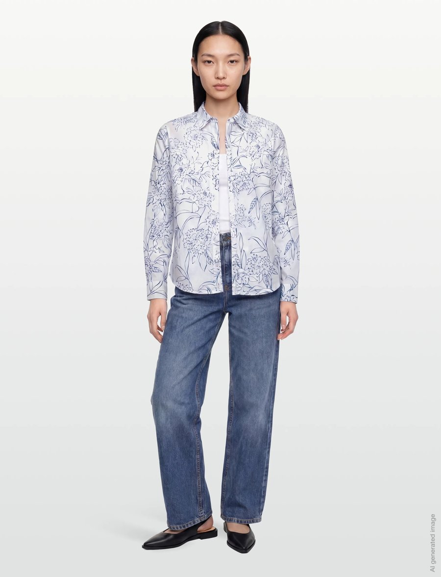 Gant - REG FLORAL PRINT CTN VOILE SHIRT - langärmlige hemden - white - 0