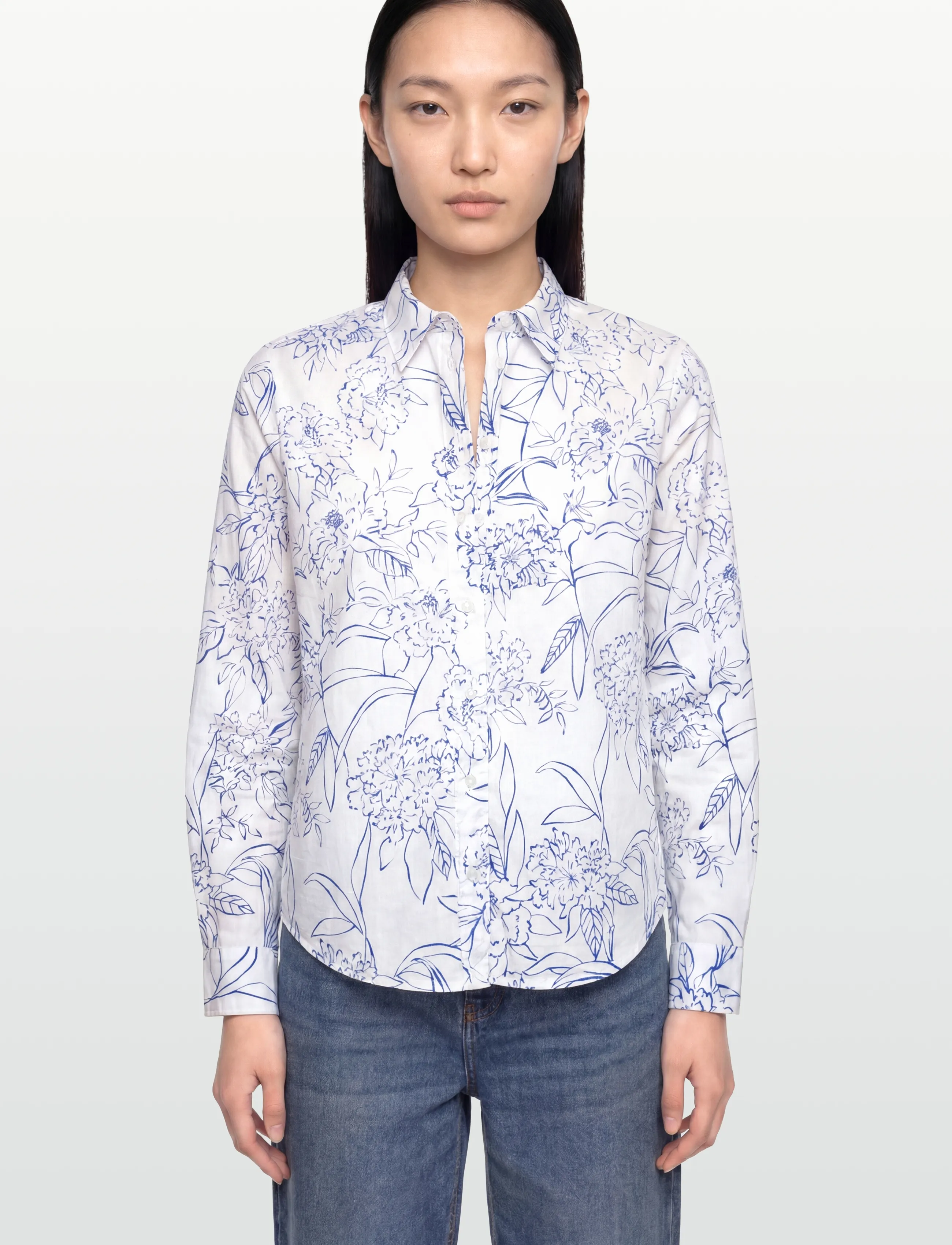 Gant - REG FLORAL PRINT CTN VOILE SHIRT - langärmlige hemden - white - 3